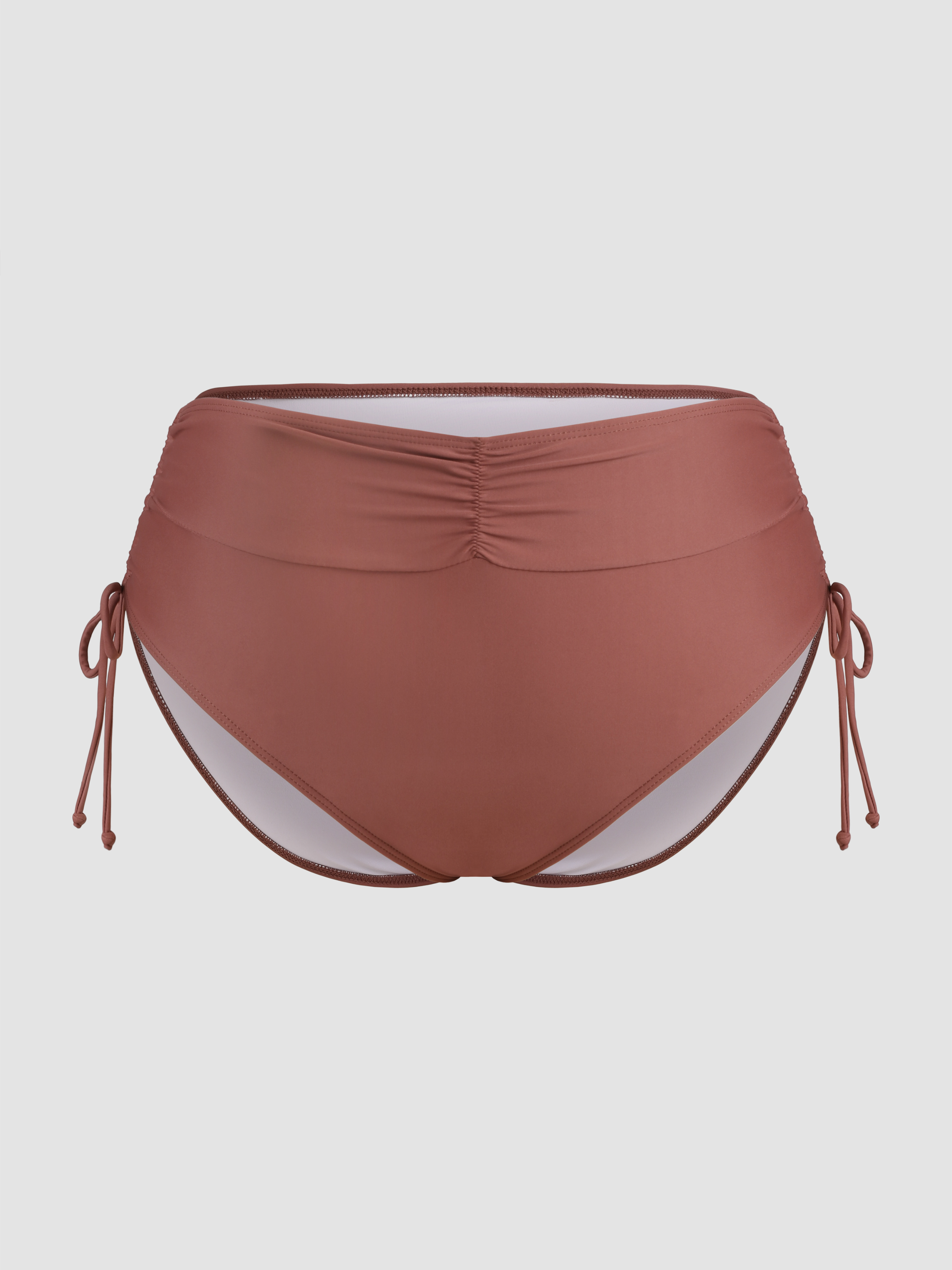 Ruched Drawstring Cheeky Bikini Bottom Curve & Plus