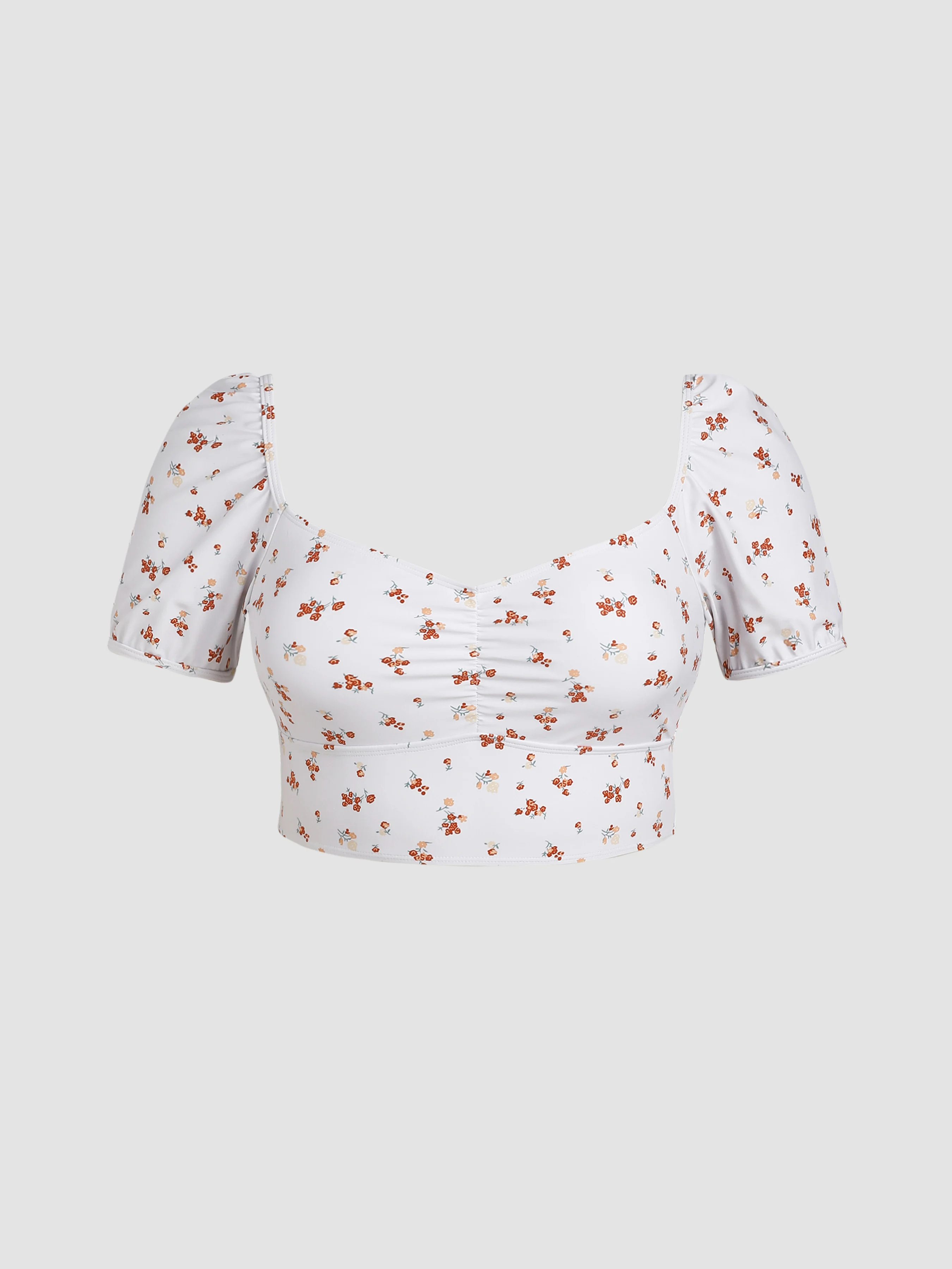 V-neck Floral Bikini Top Curve & Plus