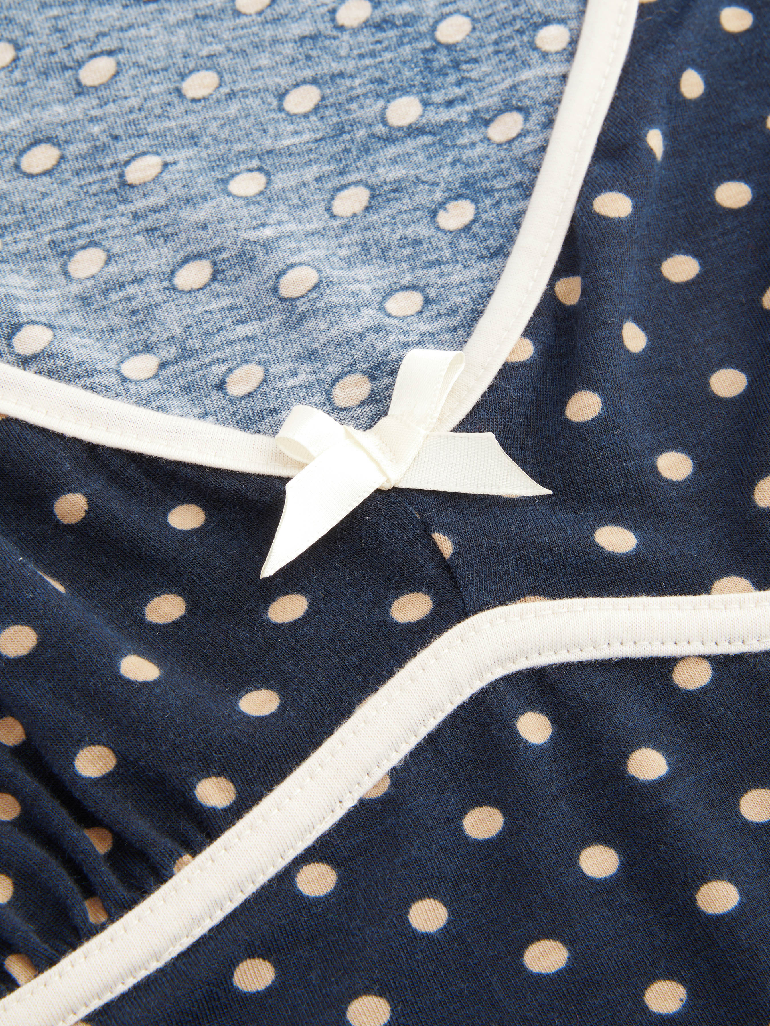 Knit V-neck Polka Dot Bowknot Midi Dress