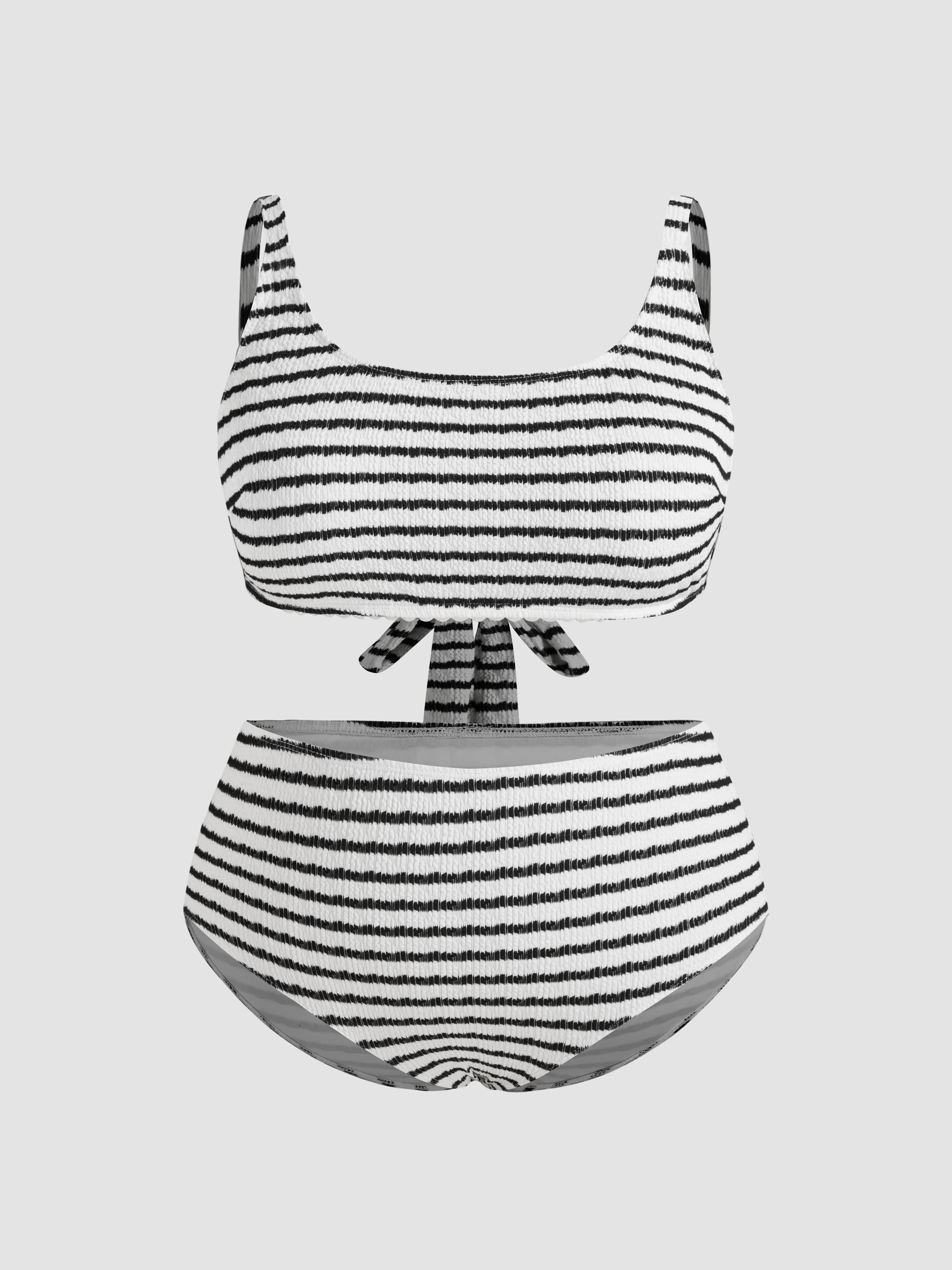 Scoop Neckline Striped Bracelet Cheeky Bikini Set Curve & Plus