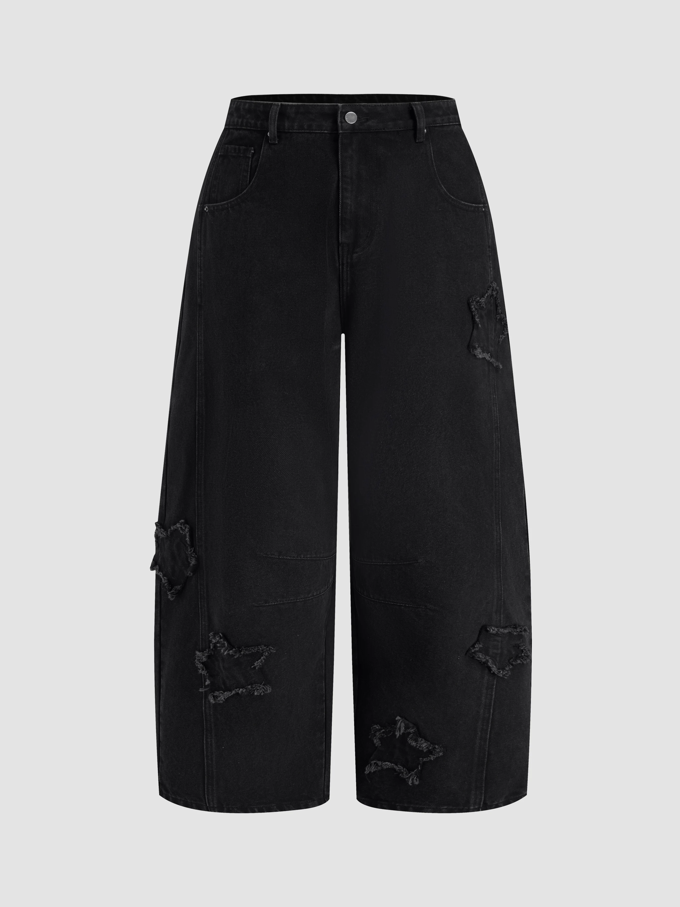 Denim Mid Rise Star Barrel-leg Jeans Curve & Plus