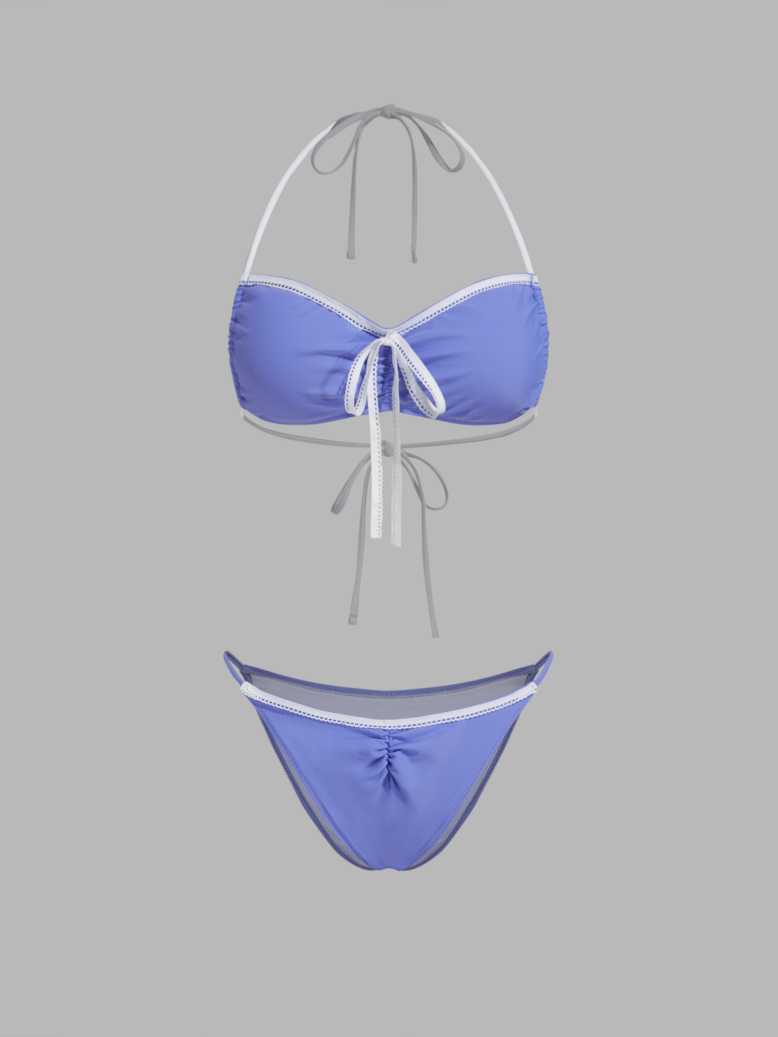 Sweetheart Knotted Ruched Halter Bikini Set