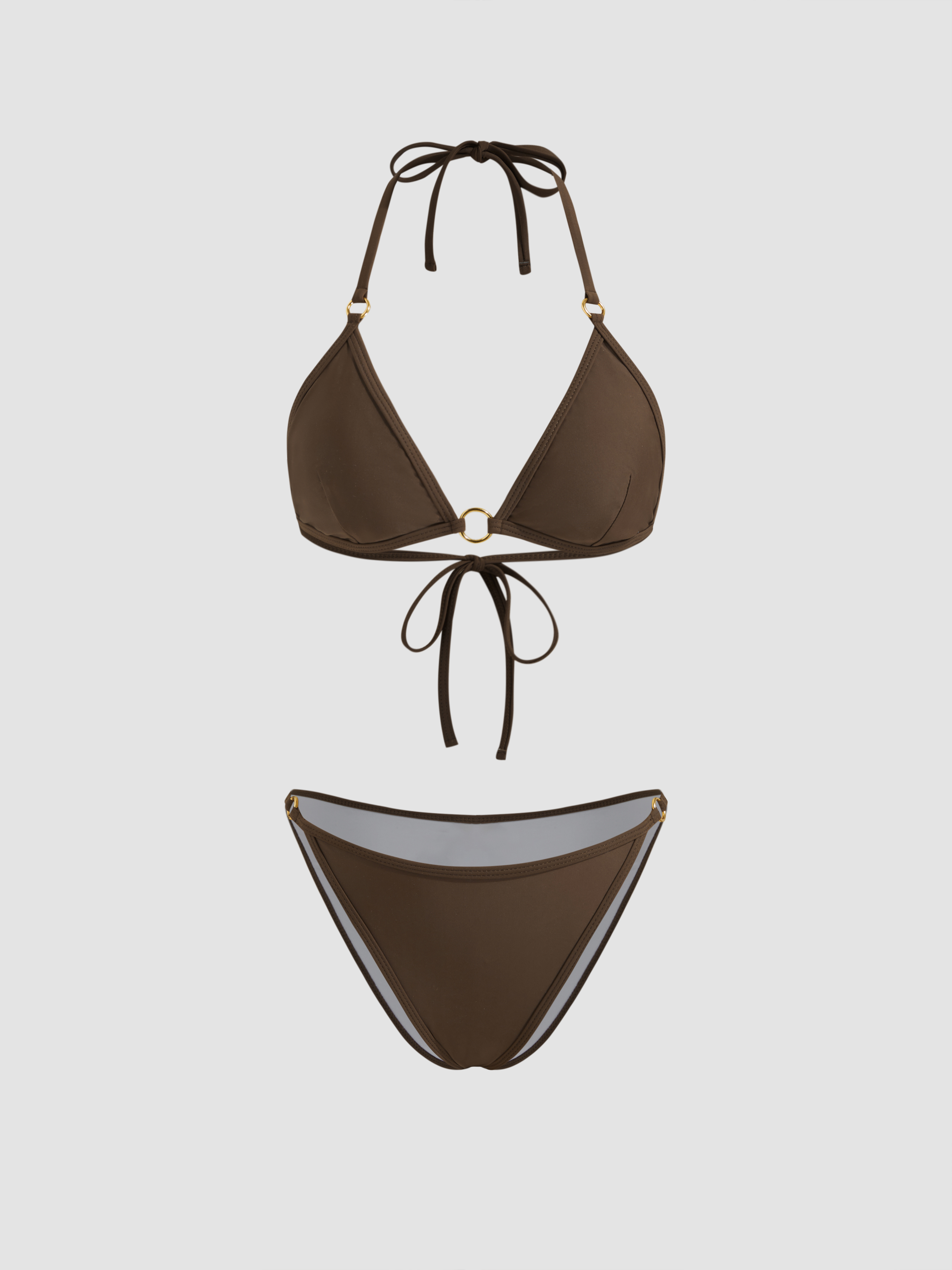V-neck O-ring Halter Bikini Set