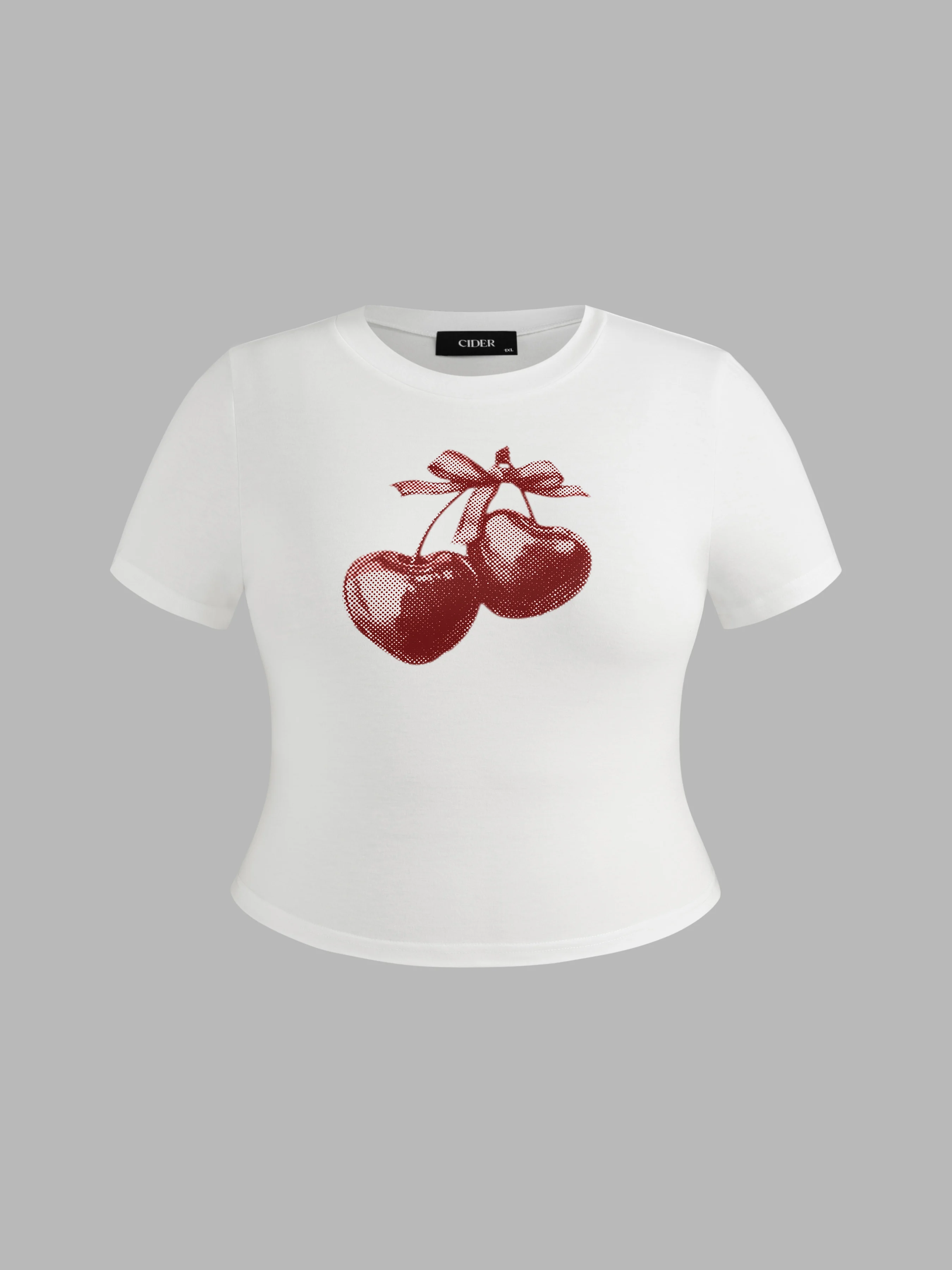 Cherry Graphic Short Sleeve Crop Tee Curve & Plus