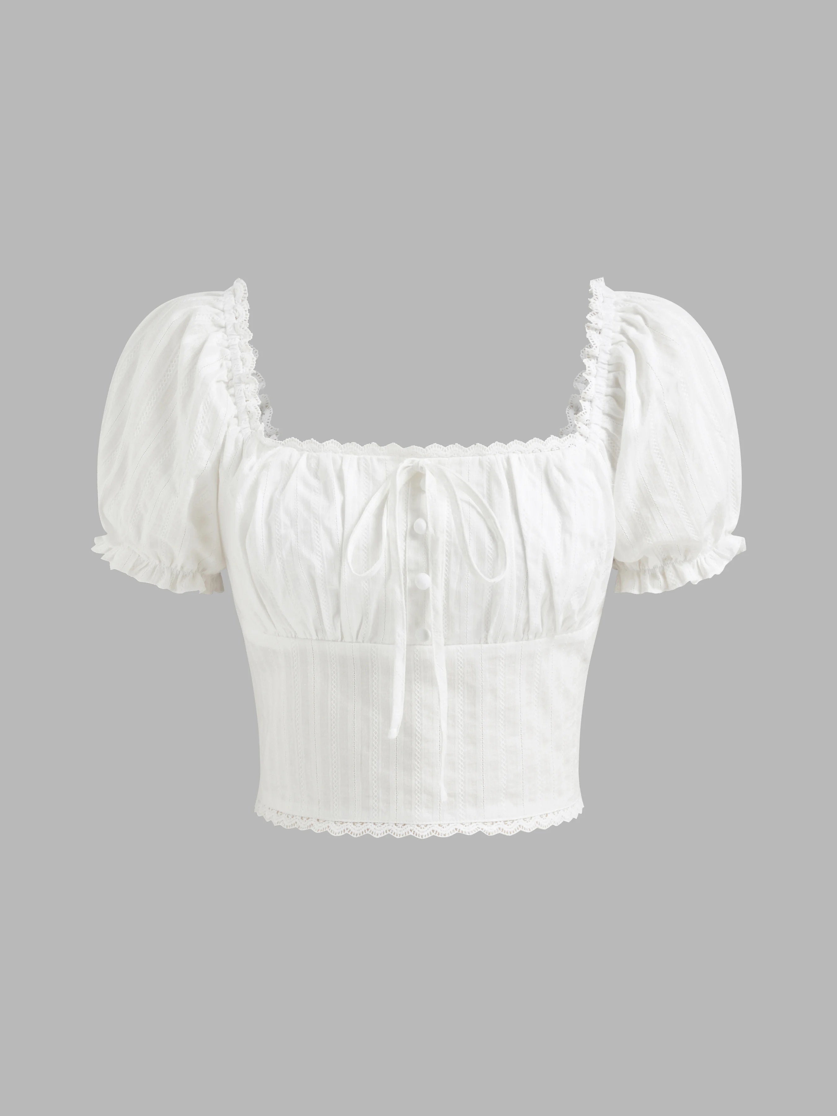 Cotton-blend Broderie Anglaise Puff Sleeve Crop Blouse