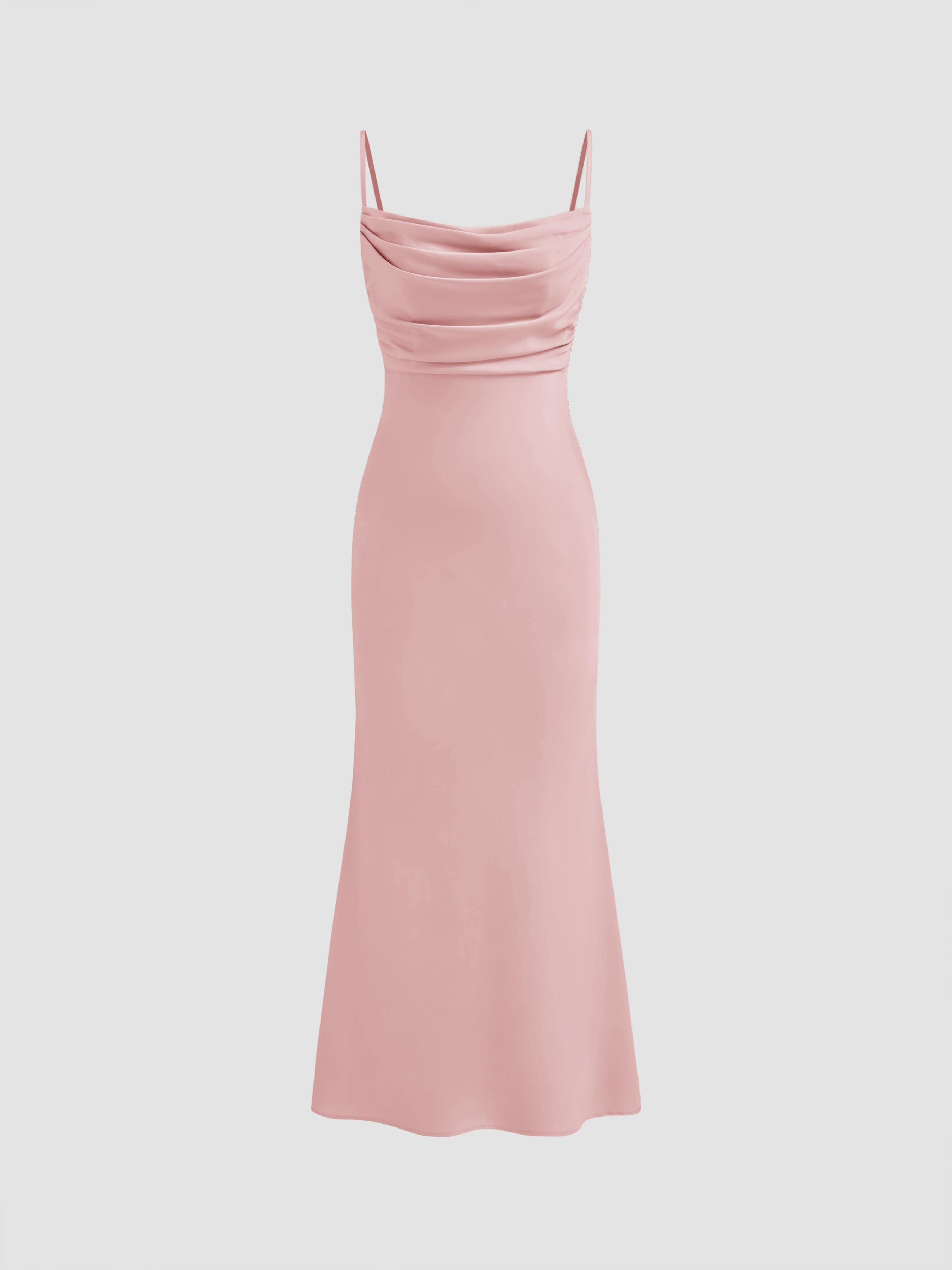 Satin Square Neck Ruched Lace Maxi Dress