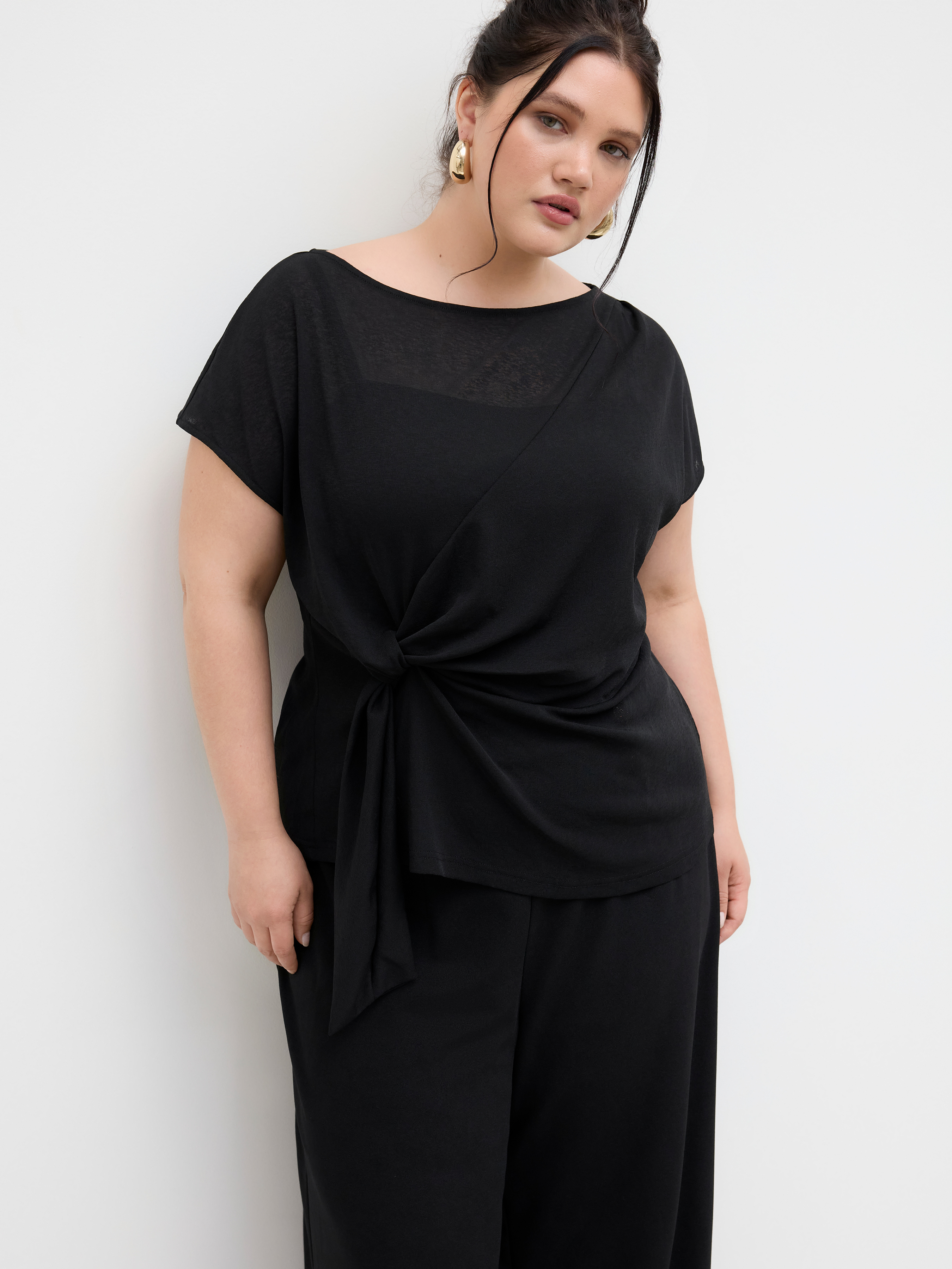 Two Piece Boat Neck Twist Top & Cami Top Curve & Plus