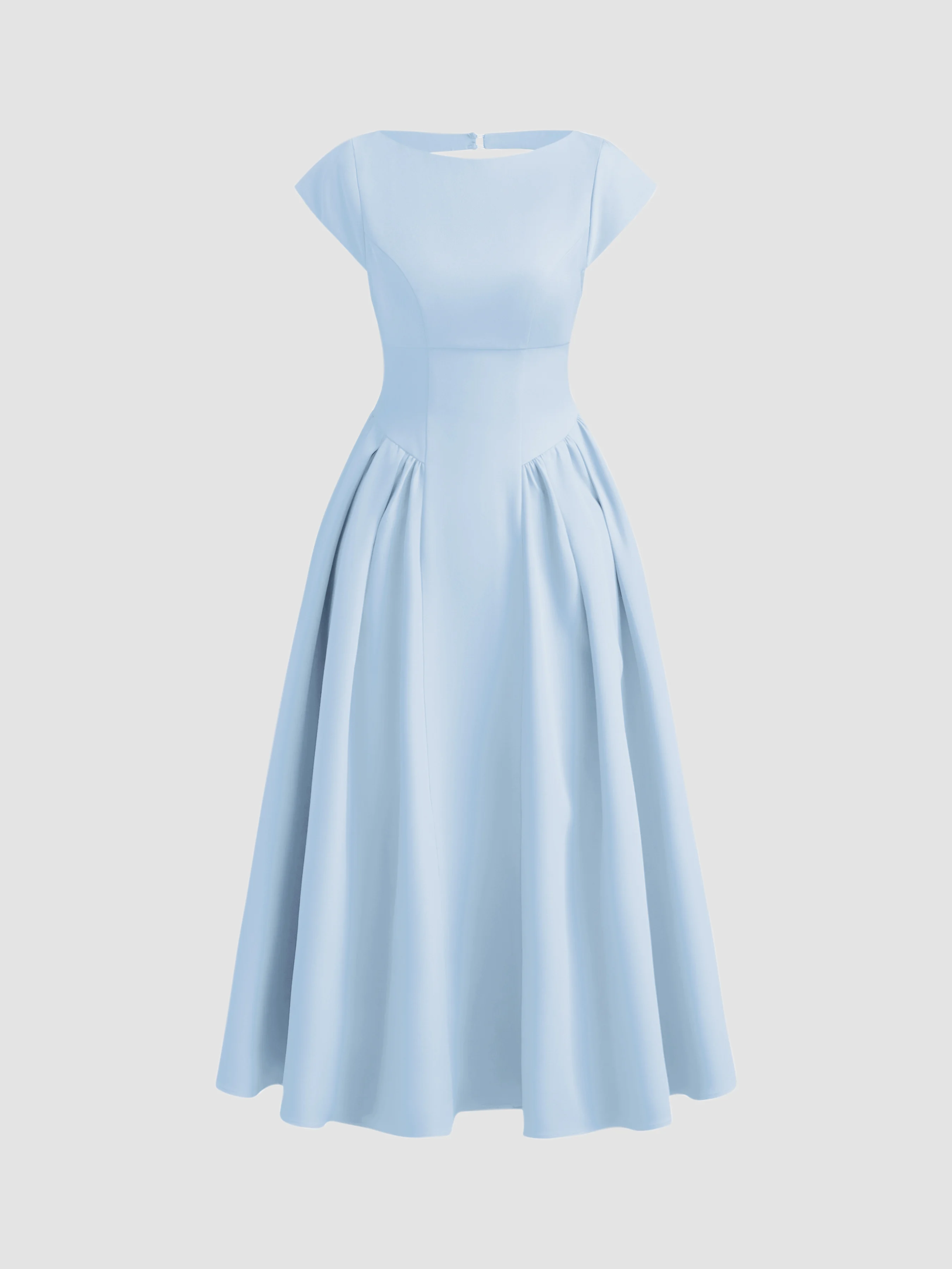 Sculptural Boat Neck Cut Out Backless Ruffle Maxi Dress