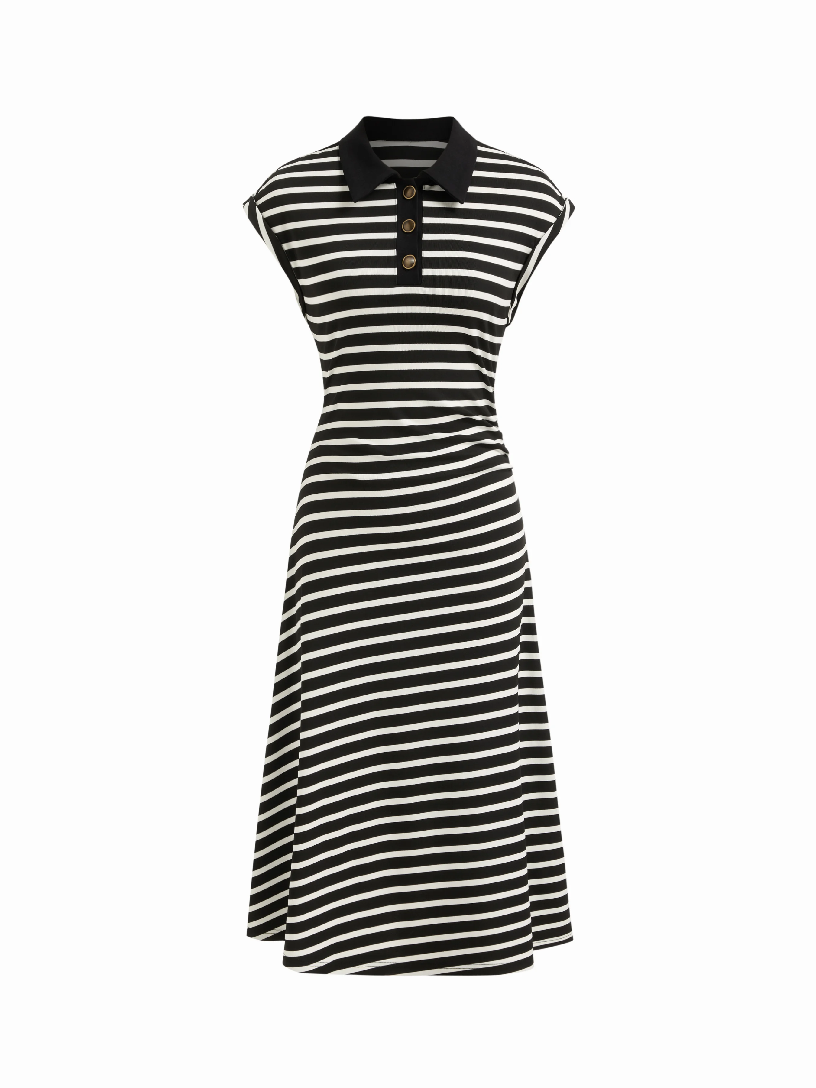 Polo Neck Stripe Midi Dress