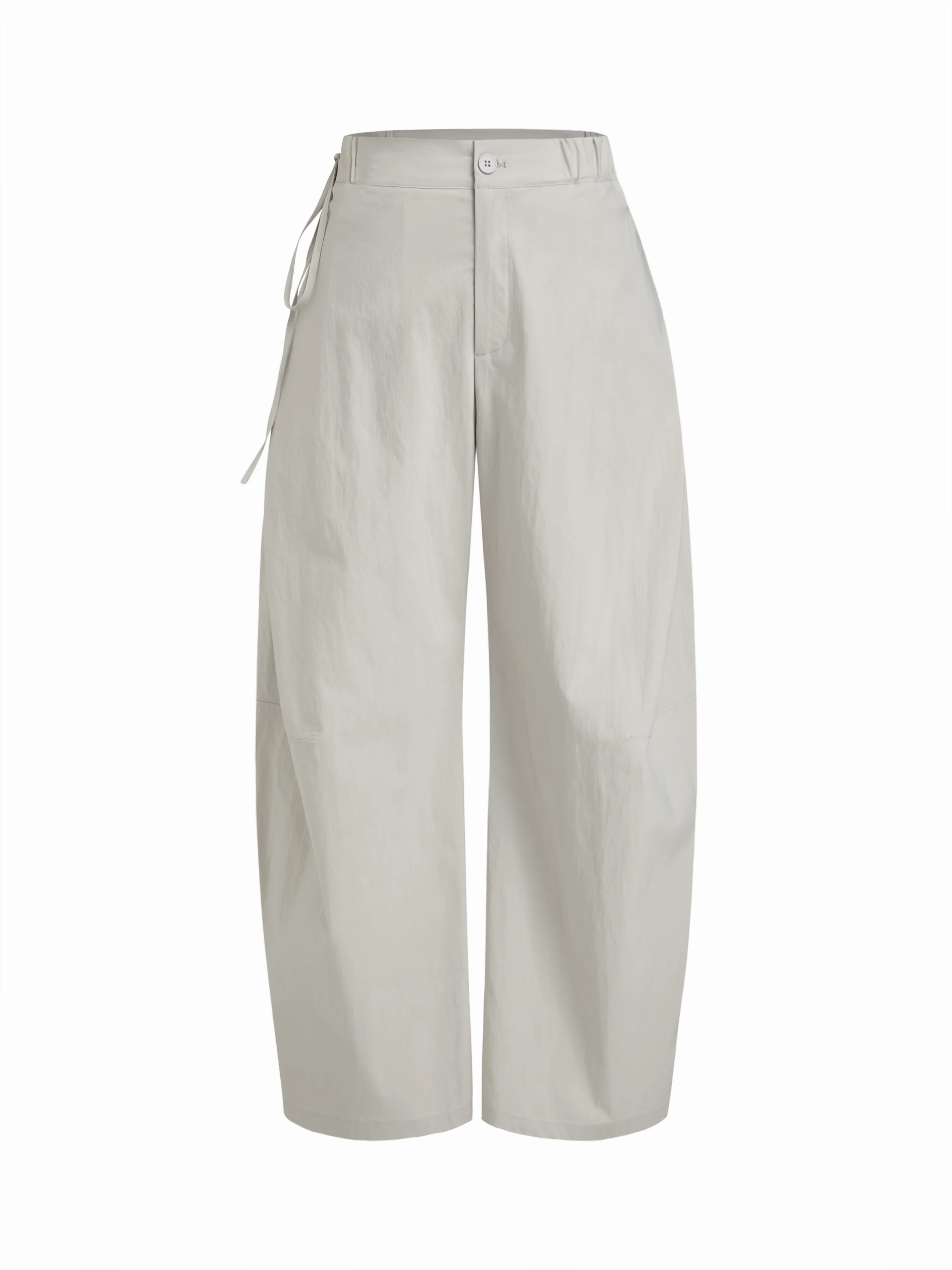 Cotton-blend Low Rise Tie Side Barrel-leg Trousers