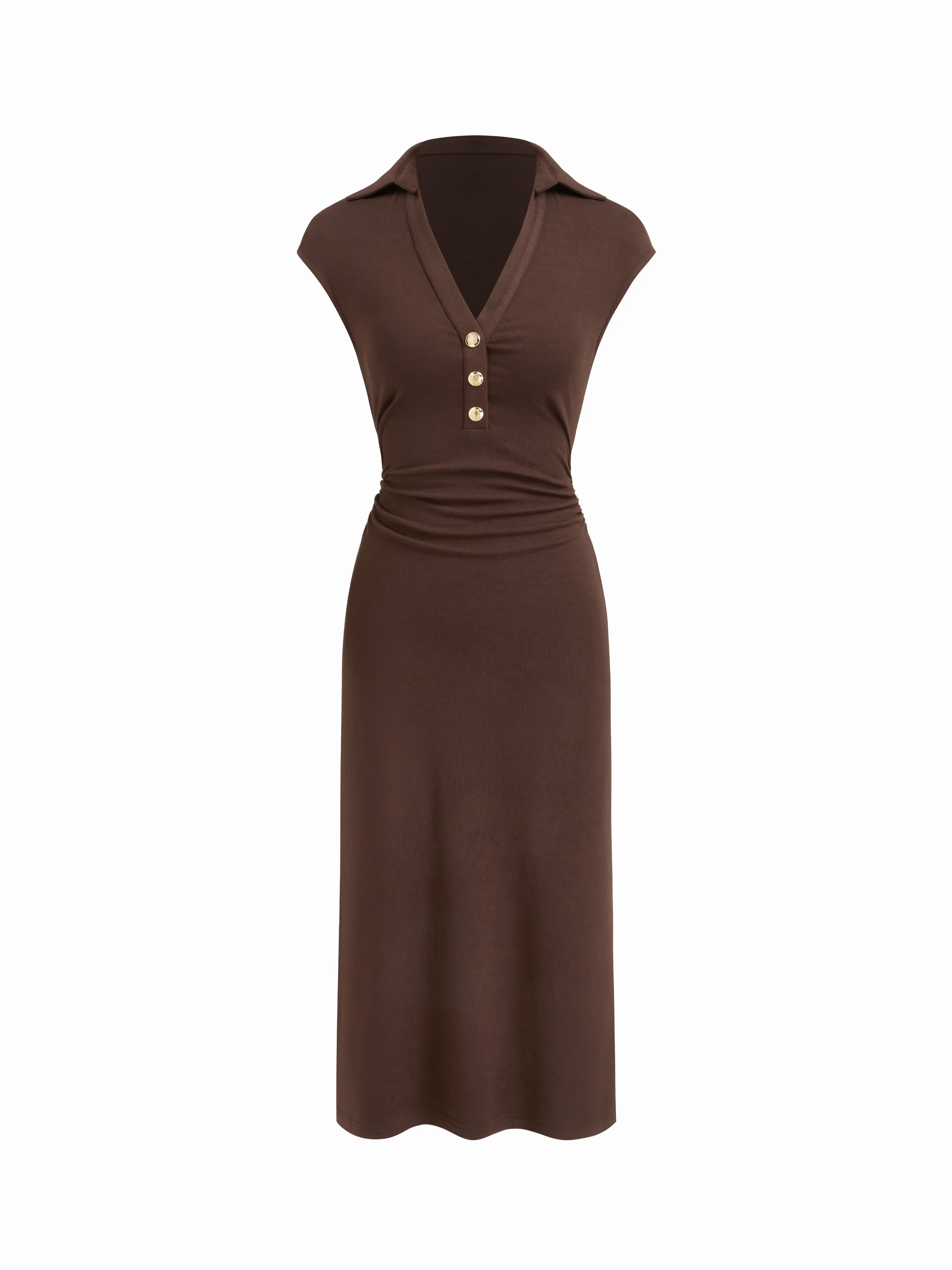 Polo Metal Detail Ruched Midi Dress