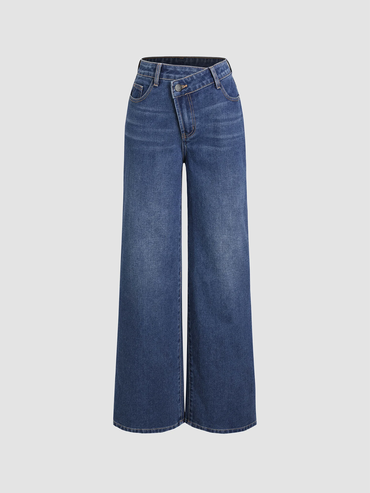 Denim High Waist Pocket Straight Leg Jeans