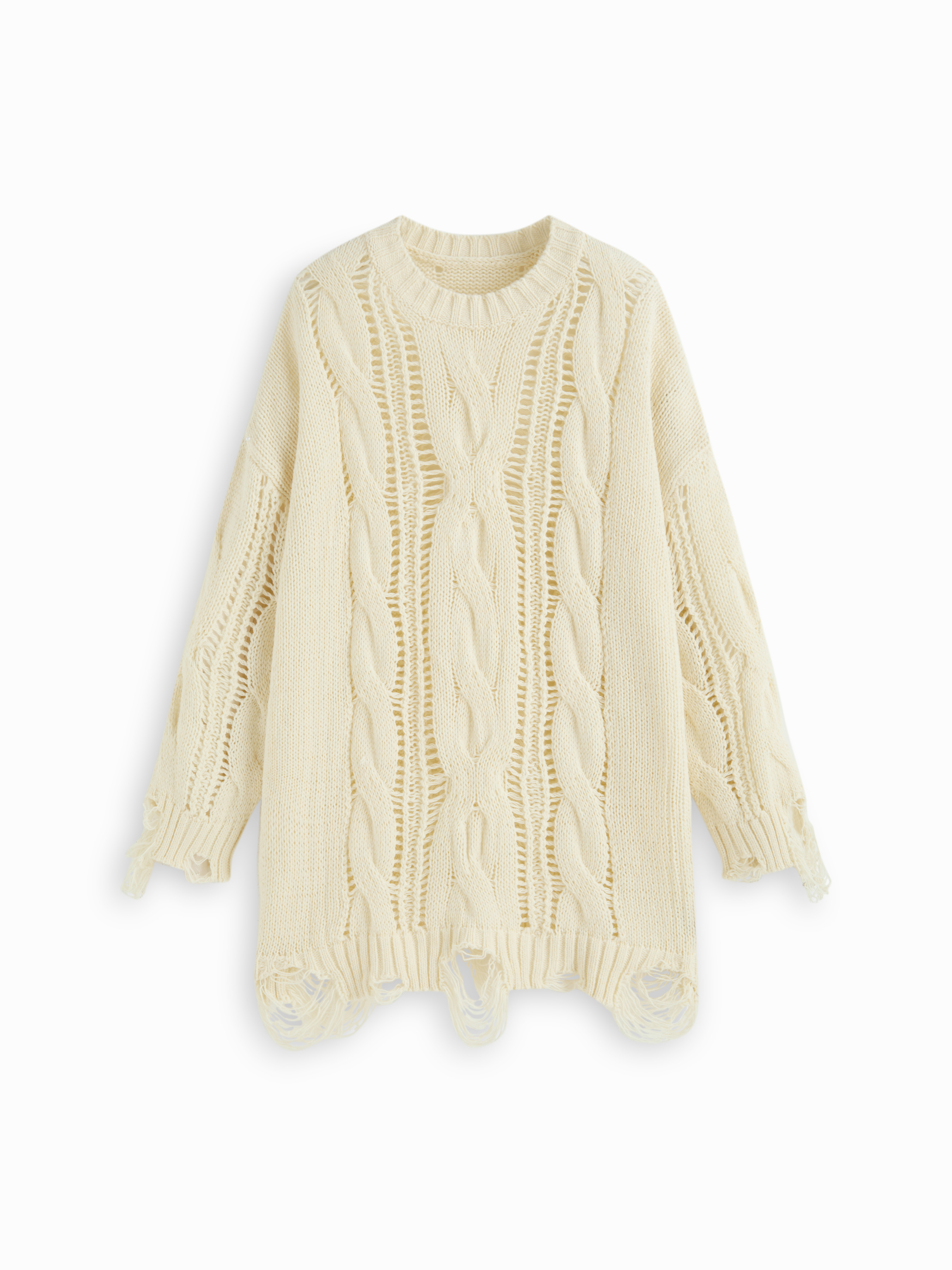 Cable Knit Hollow Out Ripped Oversized Mini Dress