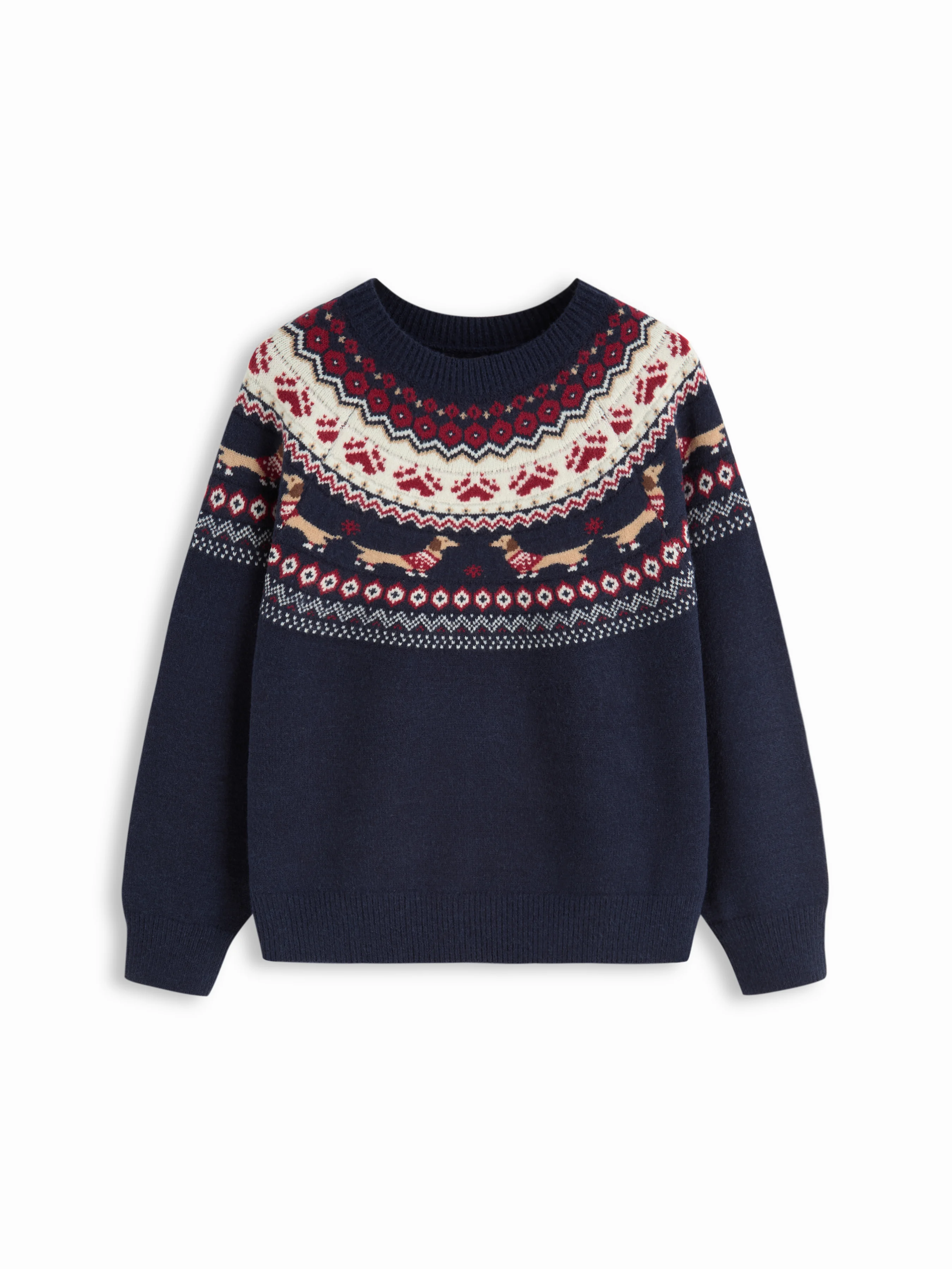 Dachshund Detail Round Neckline Sweater Curve & Plus