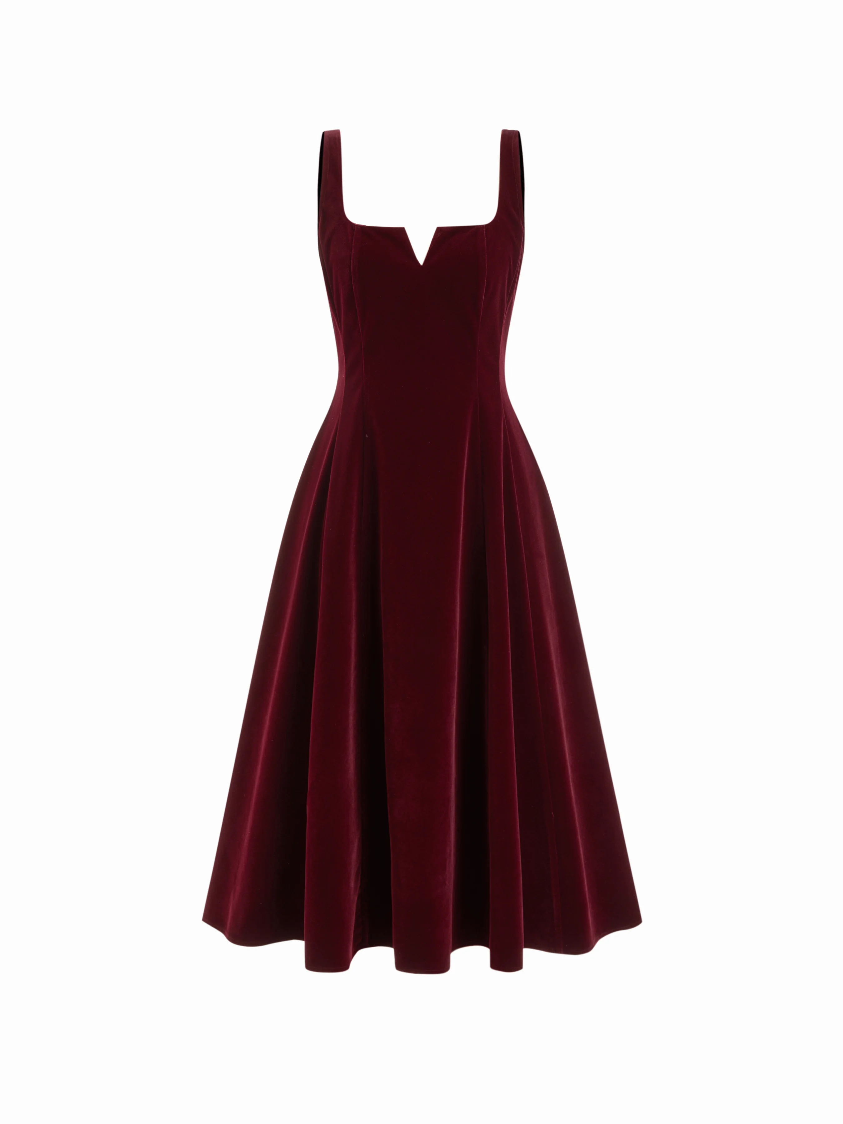 Velvet Square Neck Tie Back Flared Tank Midi Dress
