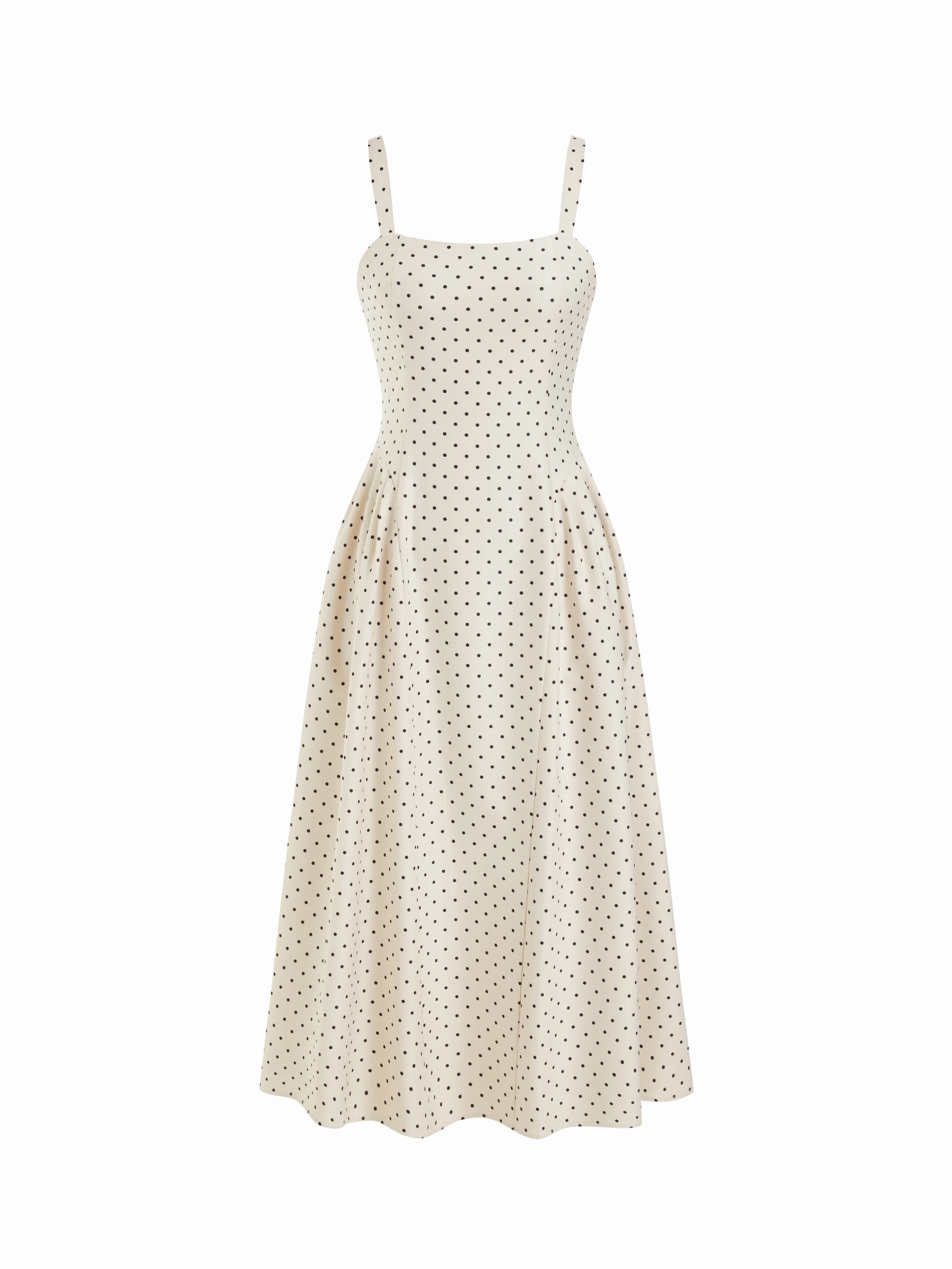 Sculptural Square Neck Spots Polka Dot ALINE Maxi Dress