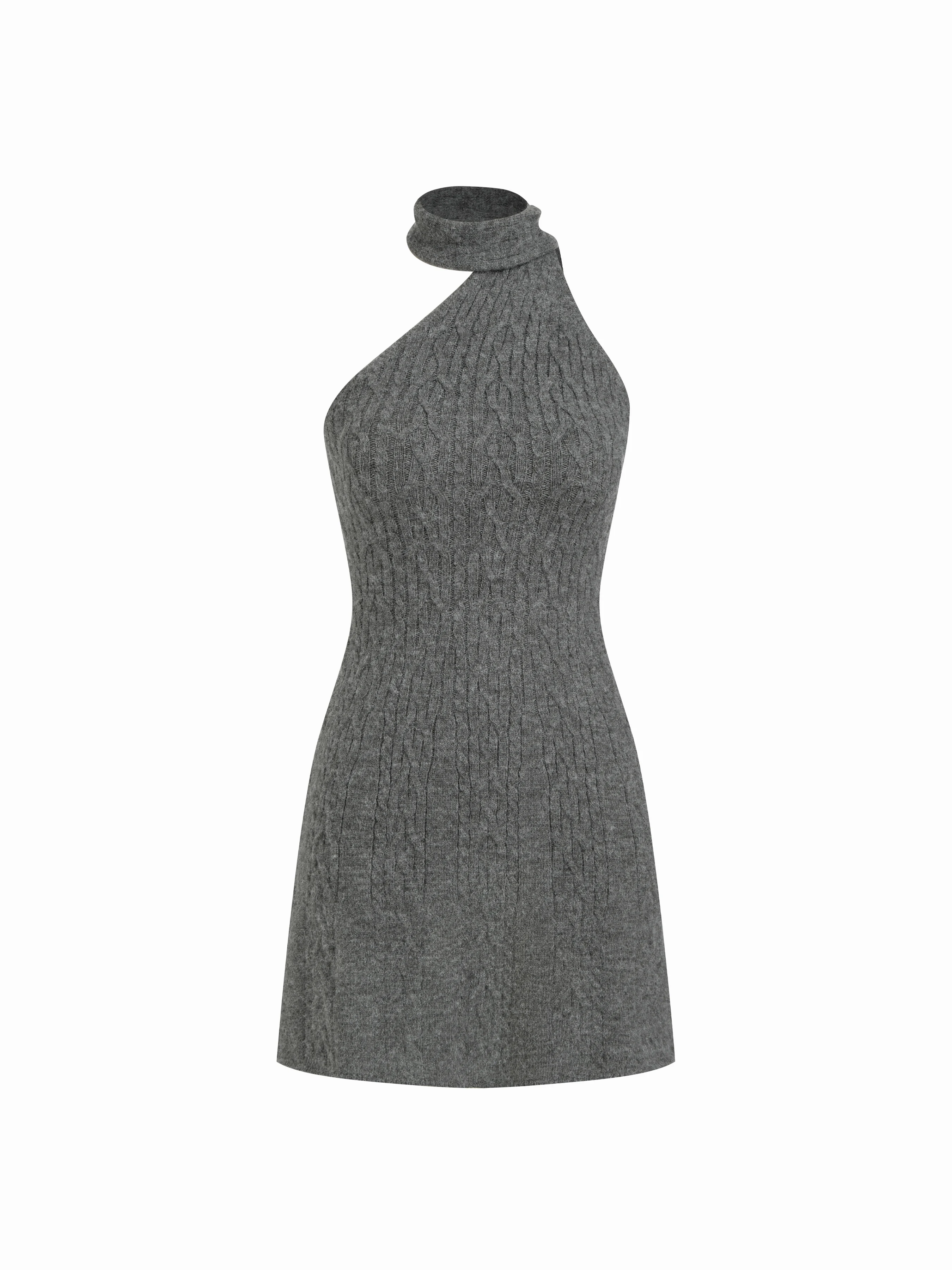 Cable Knit Halter Neck Bobycon Mini Dress