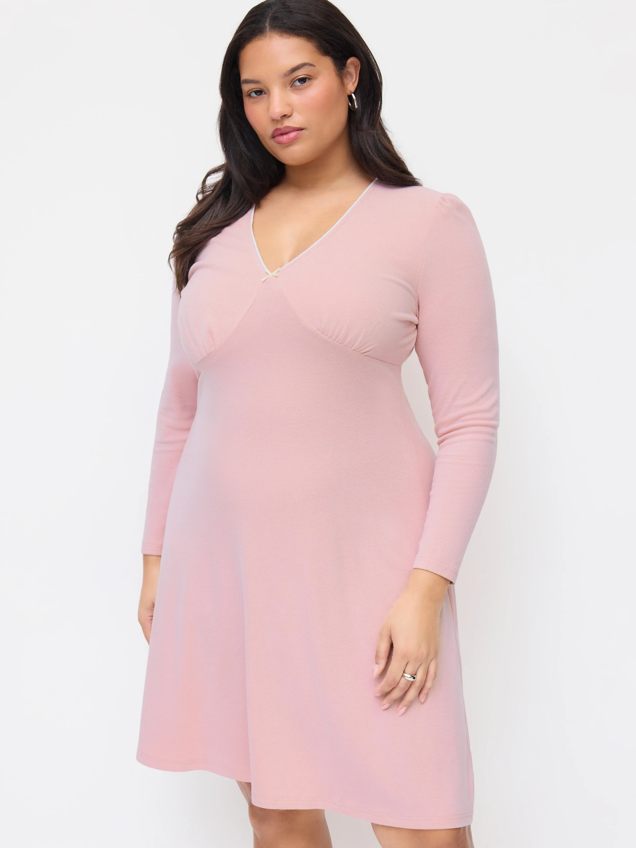 V-neck Bowknot Flared Midi Dress Curve & Plus