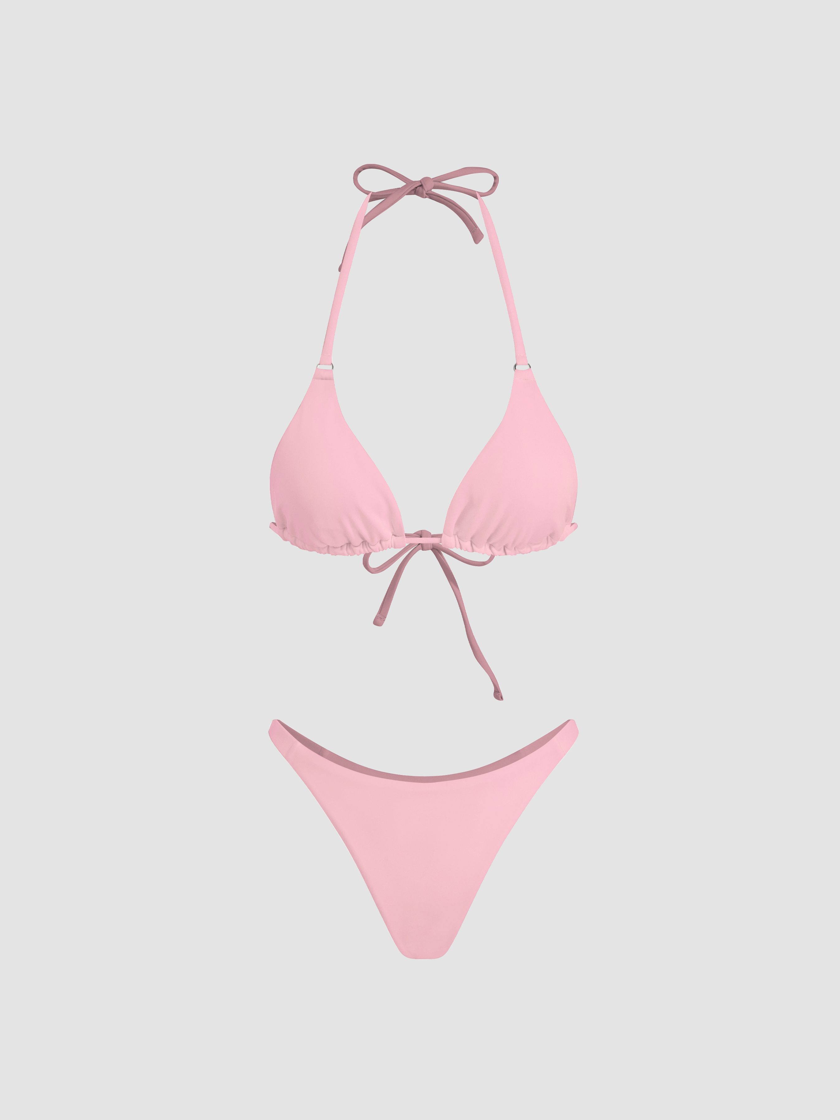 Halter Neckline Triangle Bikini Set