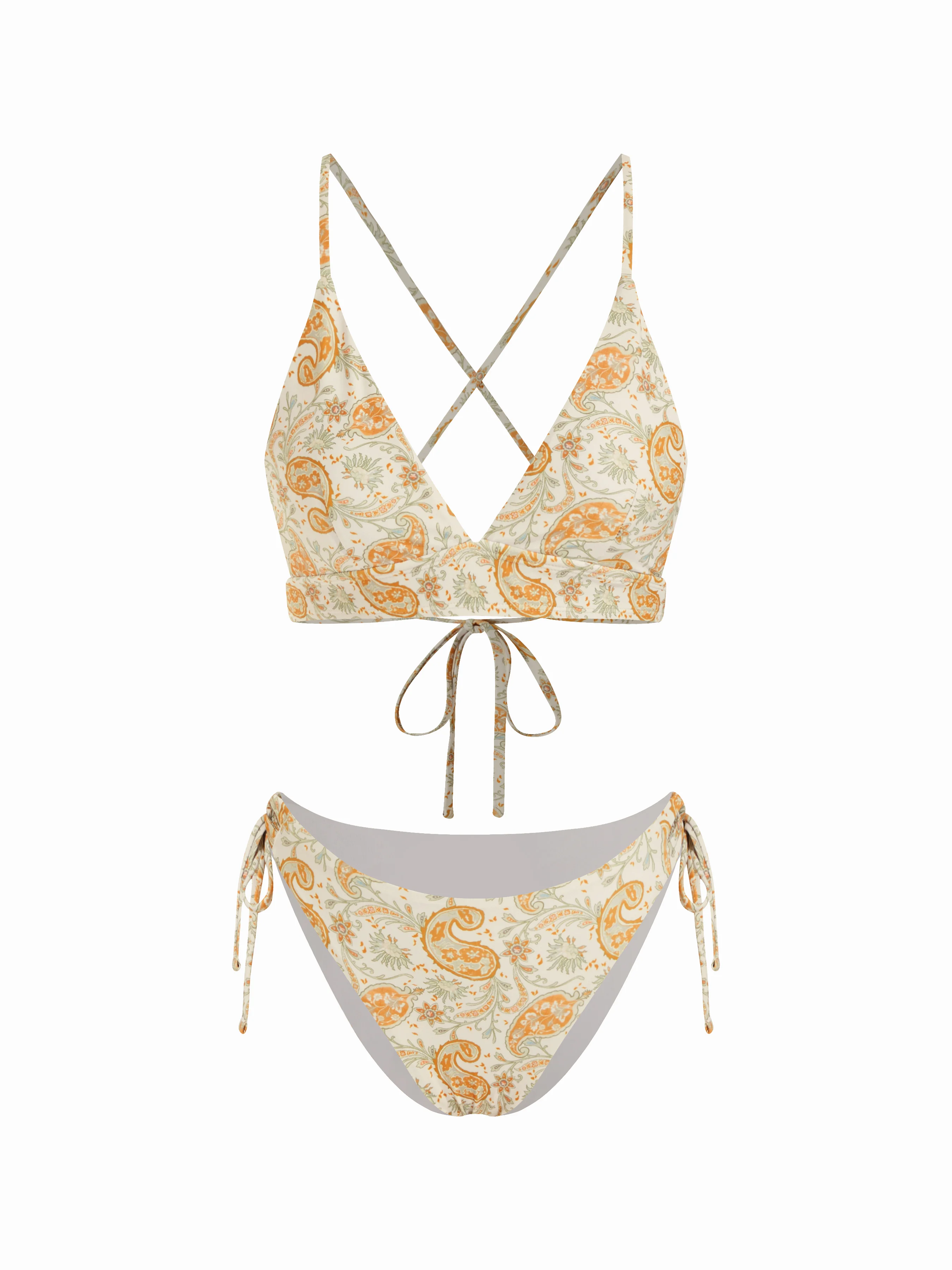 Paisley Criss Cross Tie Side Bikini Set