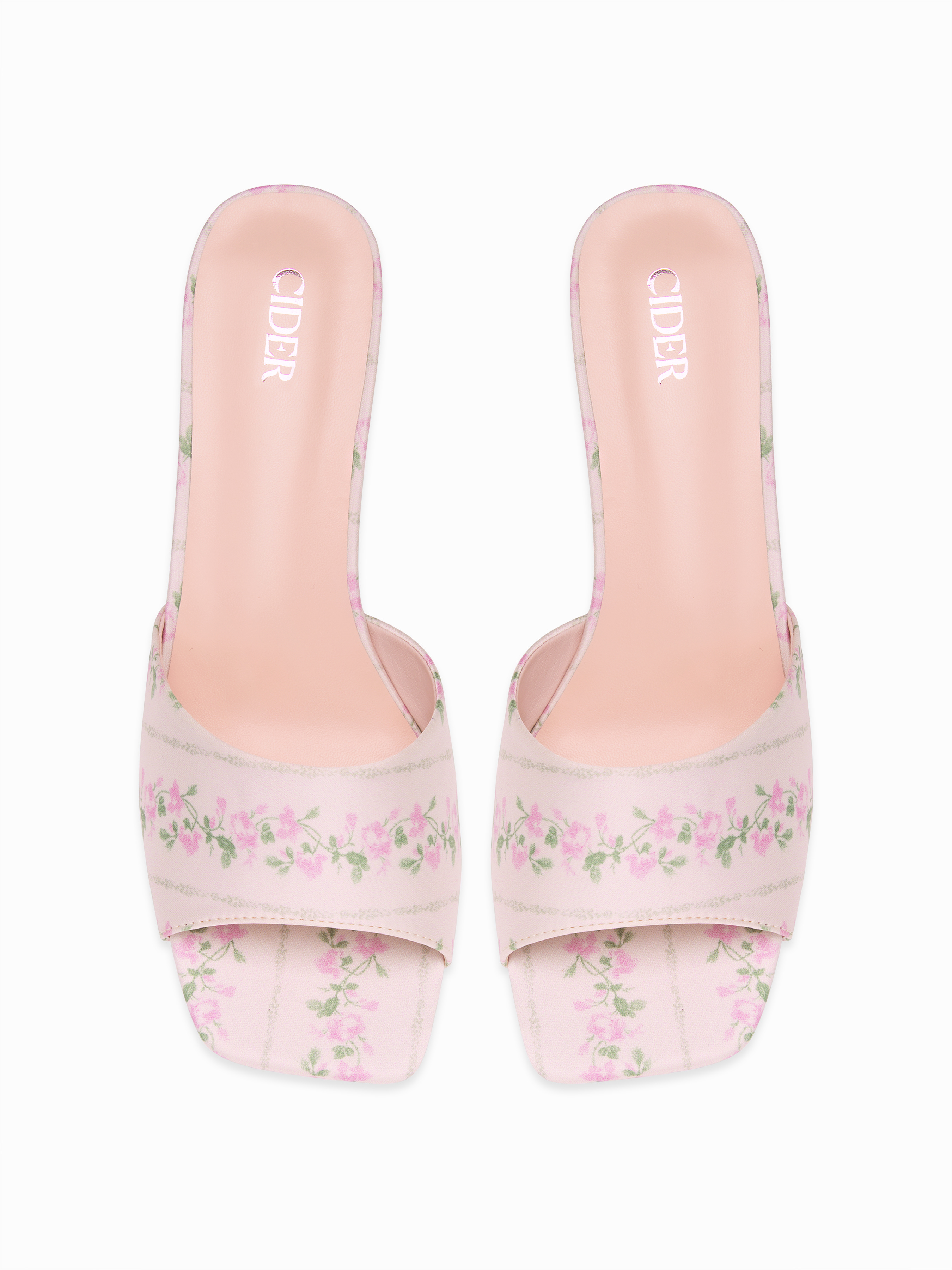 FLORAL PATTERN CHUNKY HEEL SANDALS