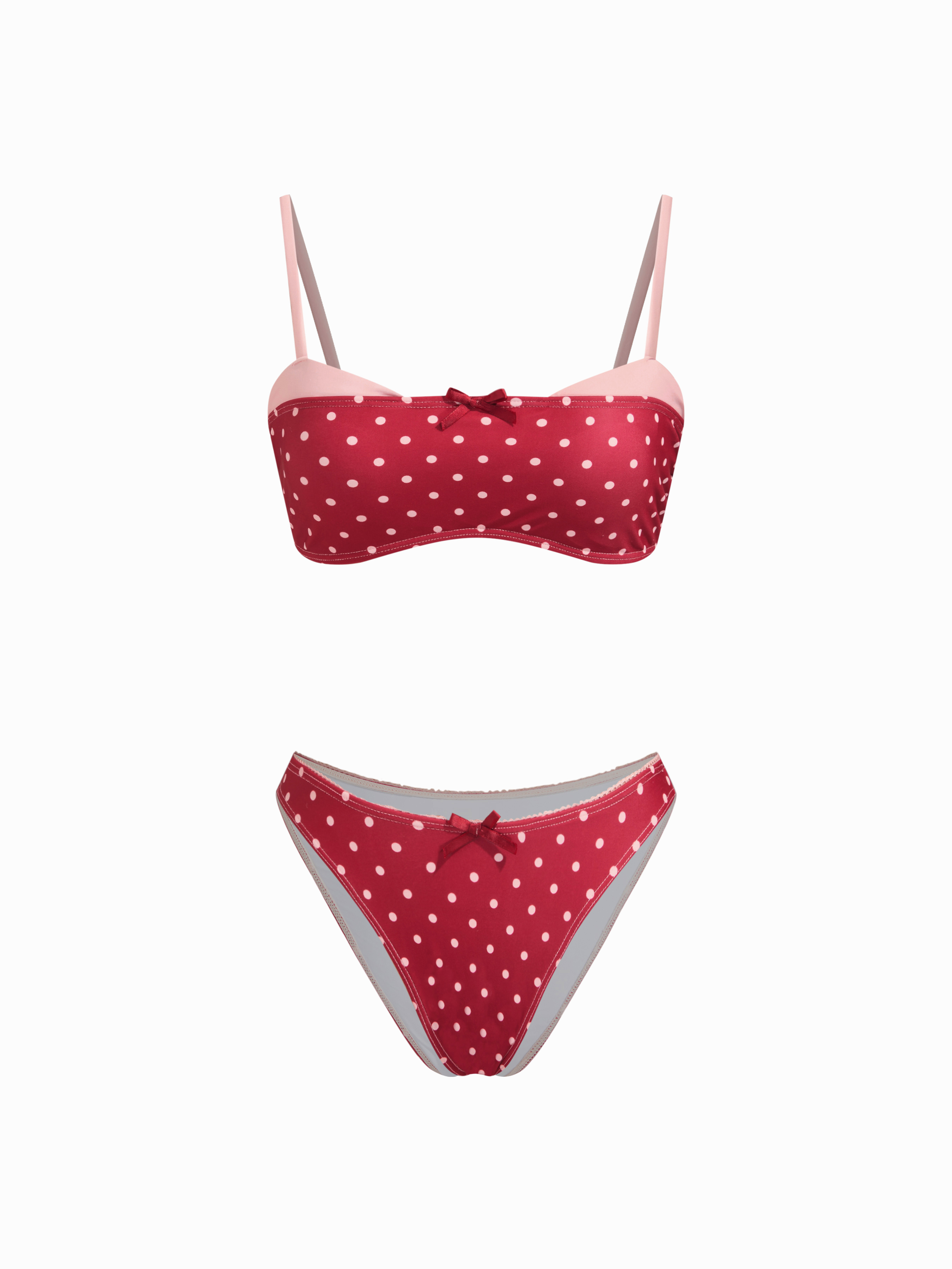 Square Neck Polka Dot Bracelet Bikini Set