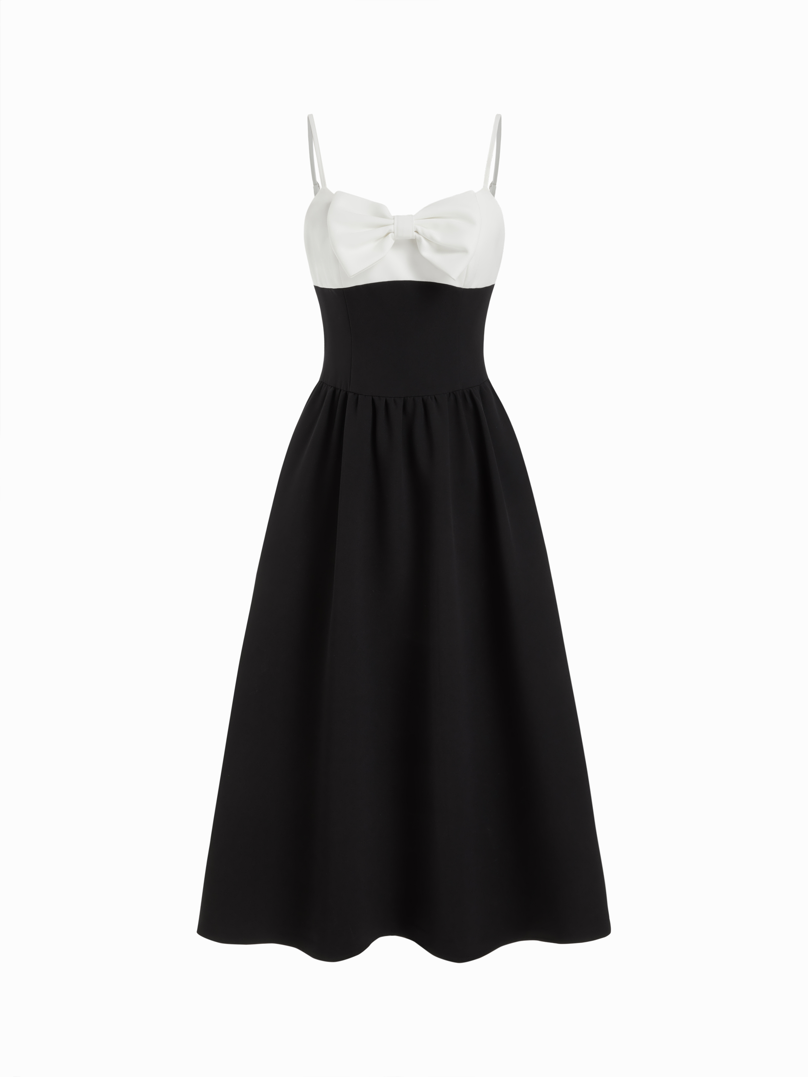 Scoop Neck Bowknot Flared Midi Dress