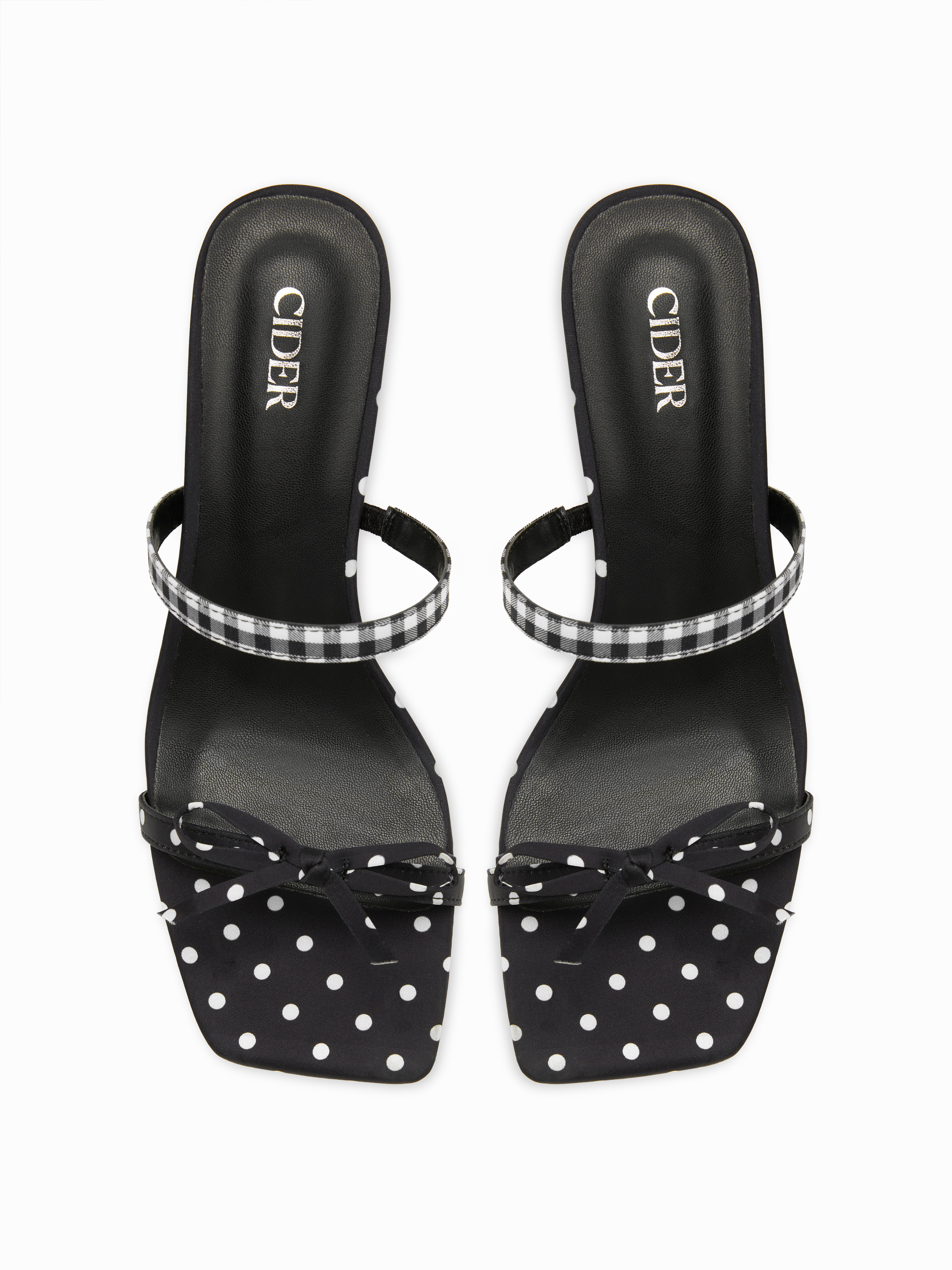POLKA DOT & BOWKNOT CHUNKY HEELS SANDALS