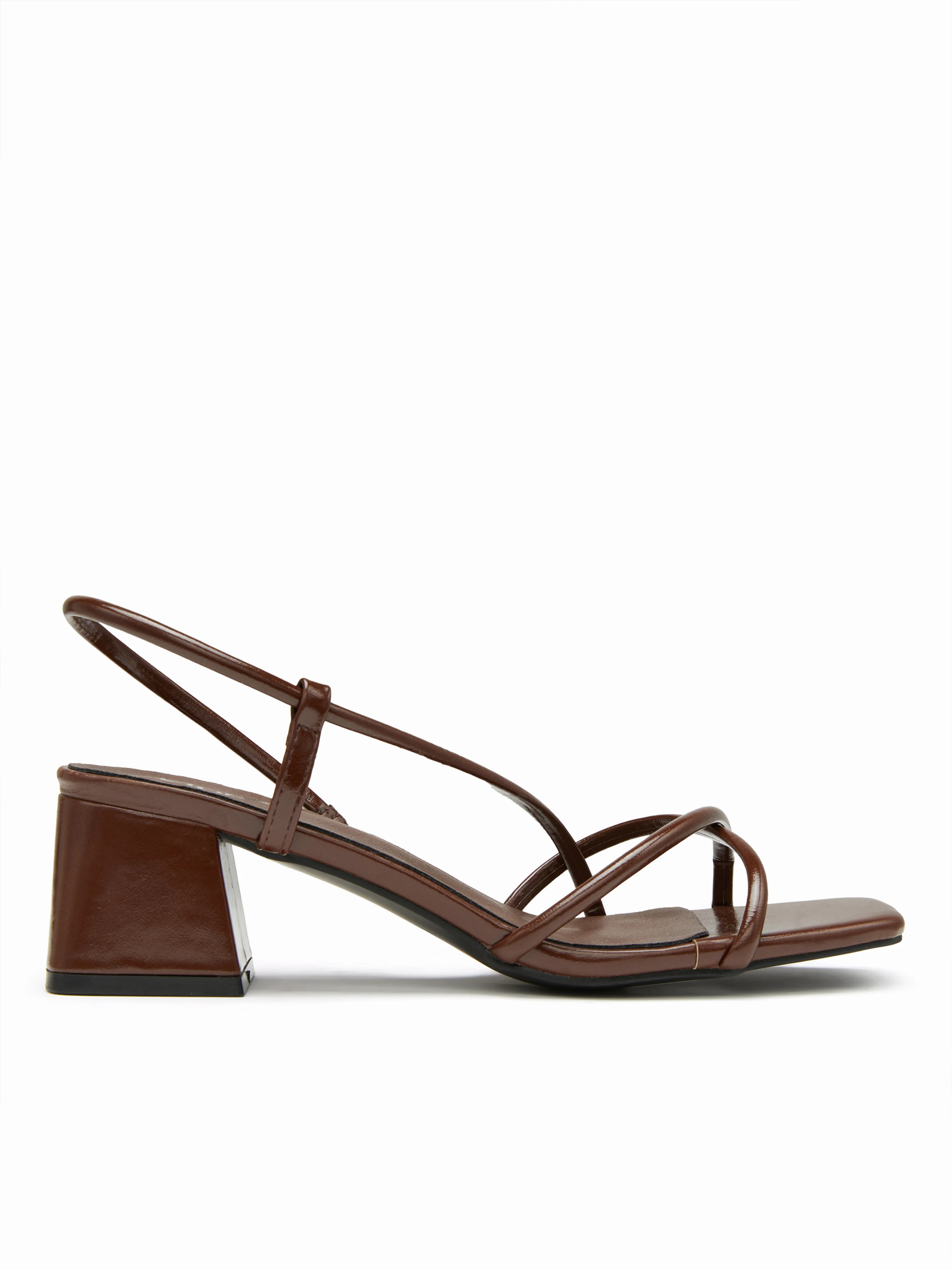 STRAP SQUARE TOE CHUNKY HEEL SANDALS