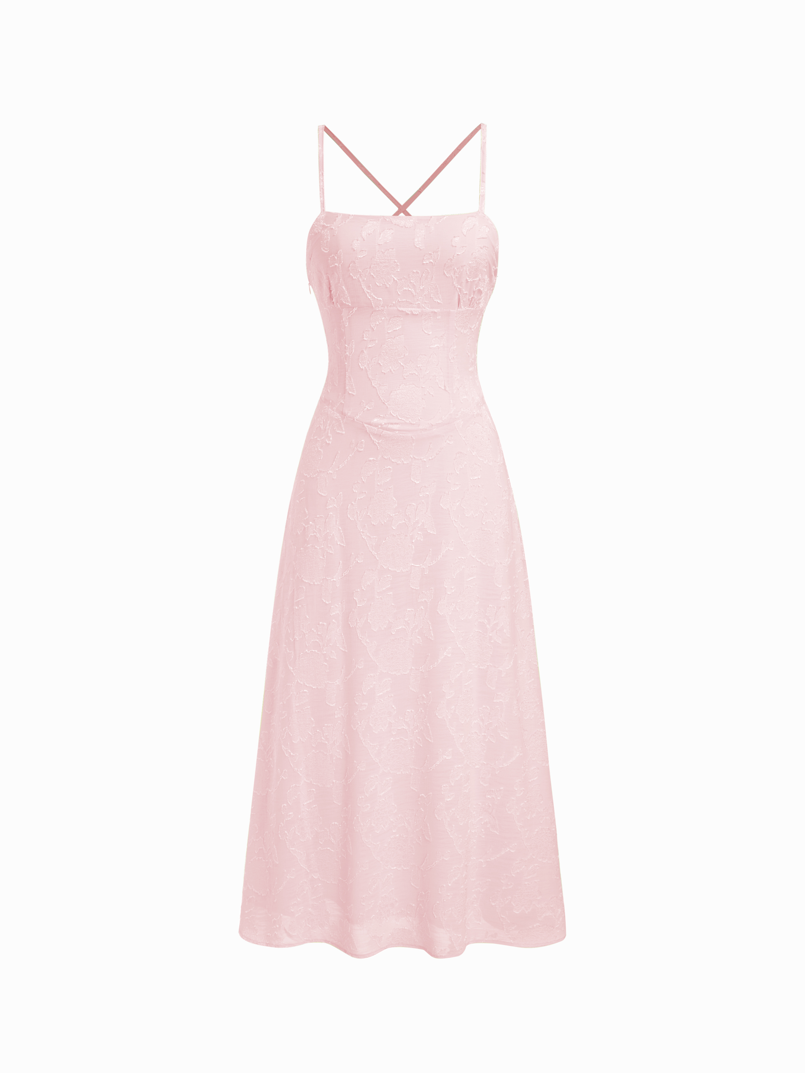 Jacquard Floral Tie Back A-line Maxi Dress