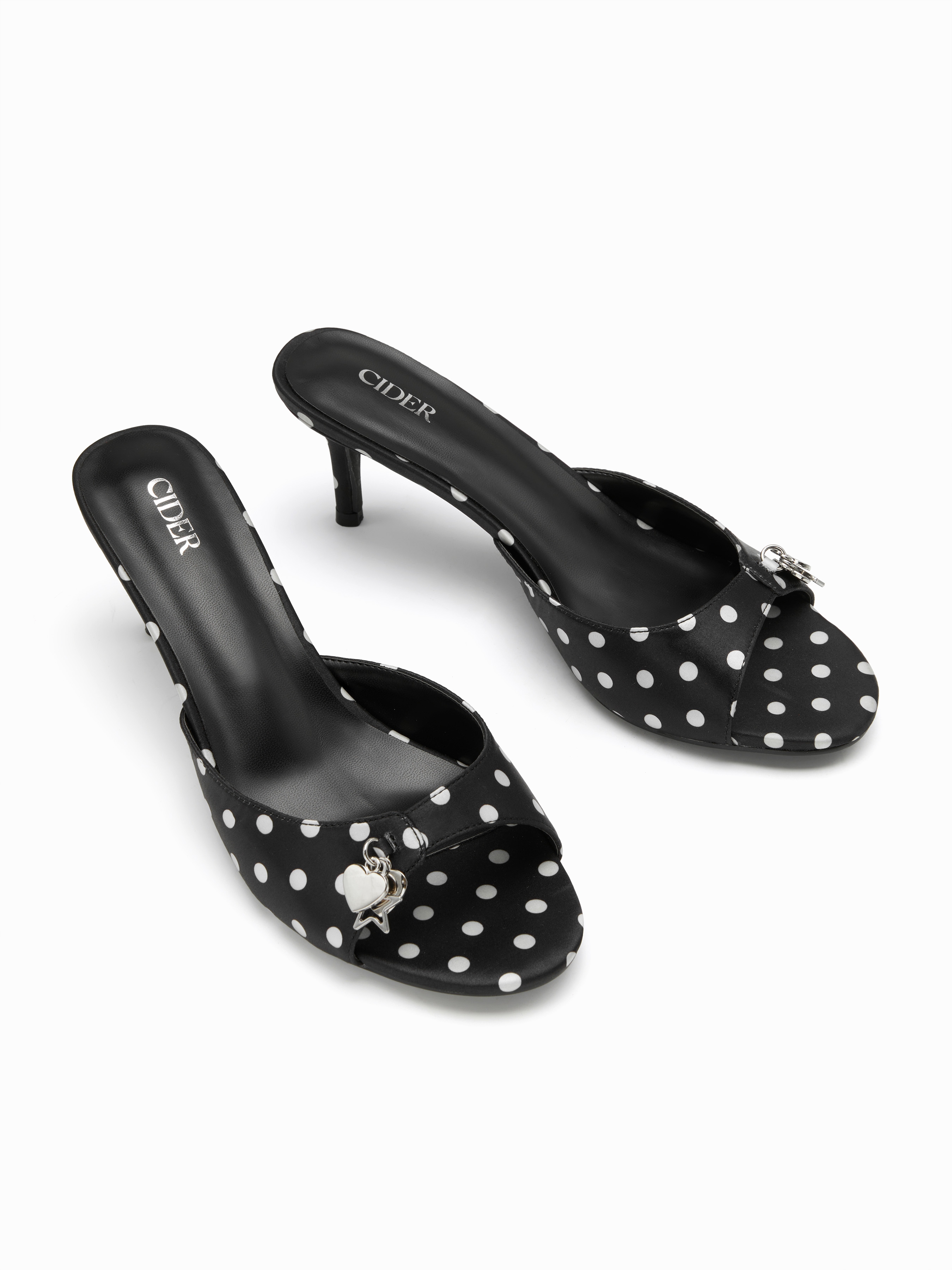 POLKA DOT & HEART KITTEN HEEL SANDALS