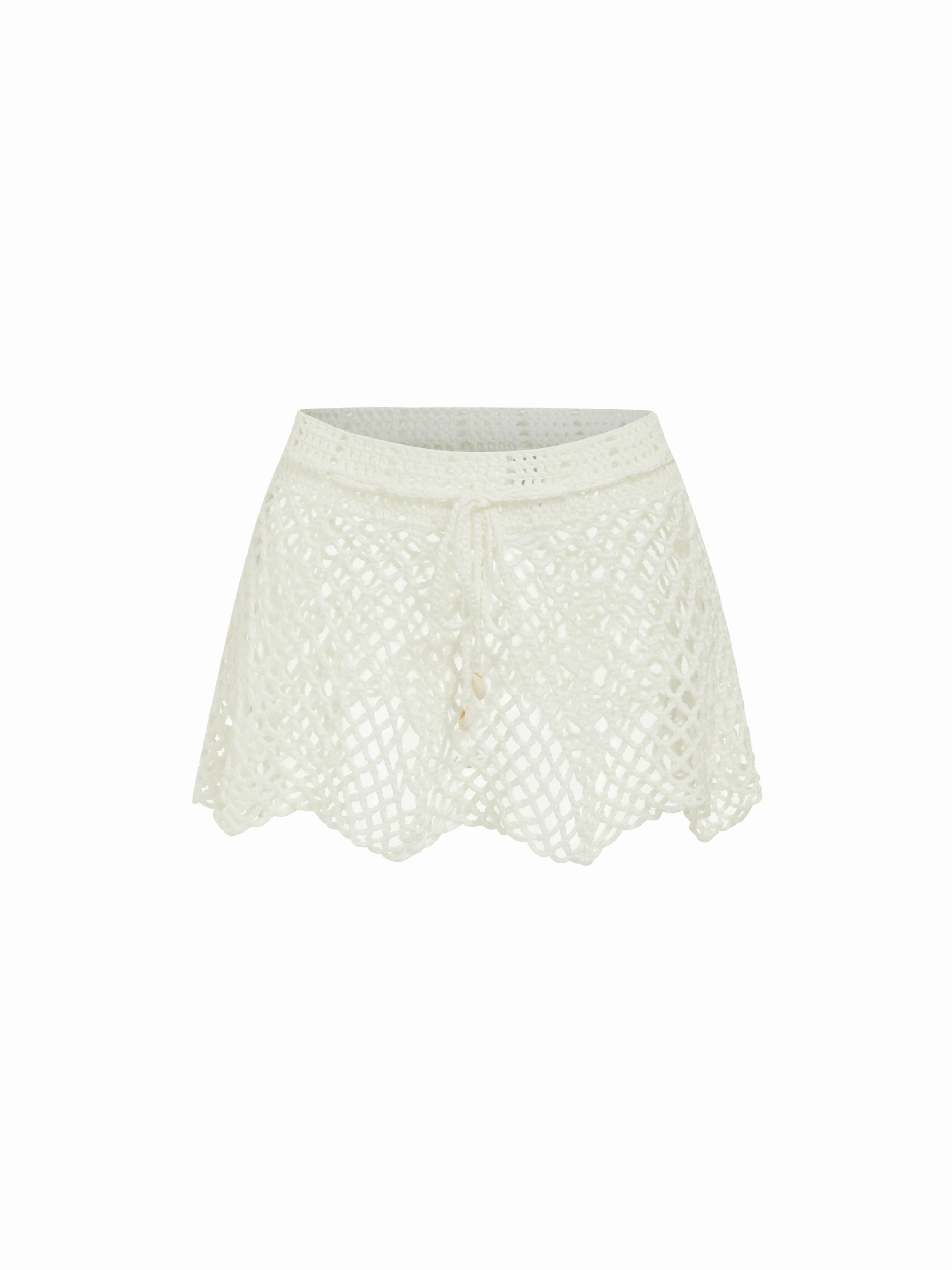 High Stretch Acrylic Low Rise A-line Crochet Mini Skirt