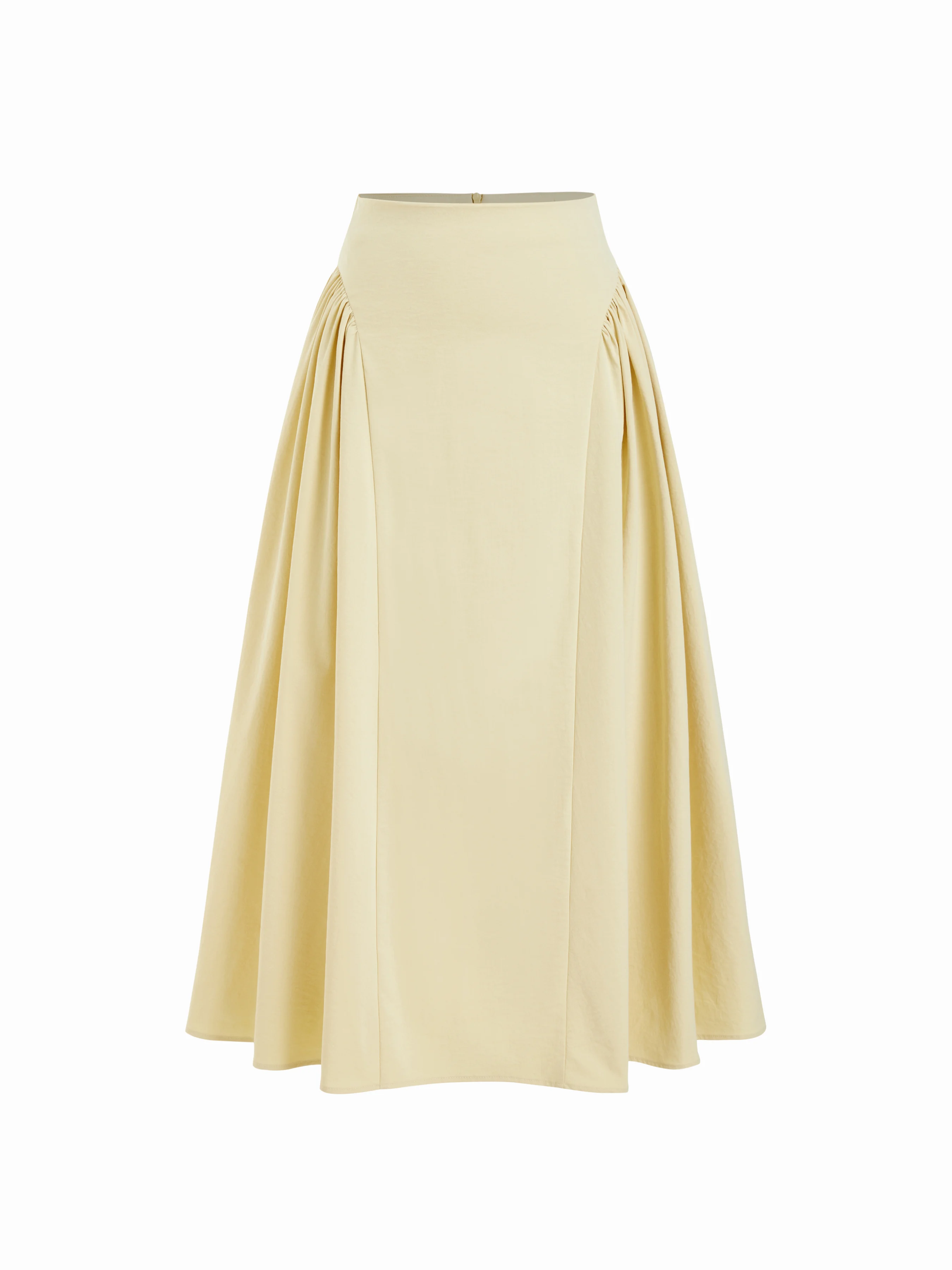 Woven Mid Rise Draped A-line Midi Skirt