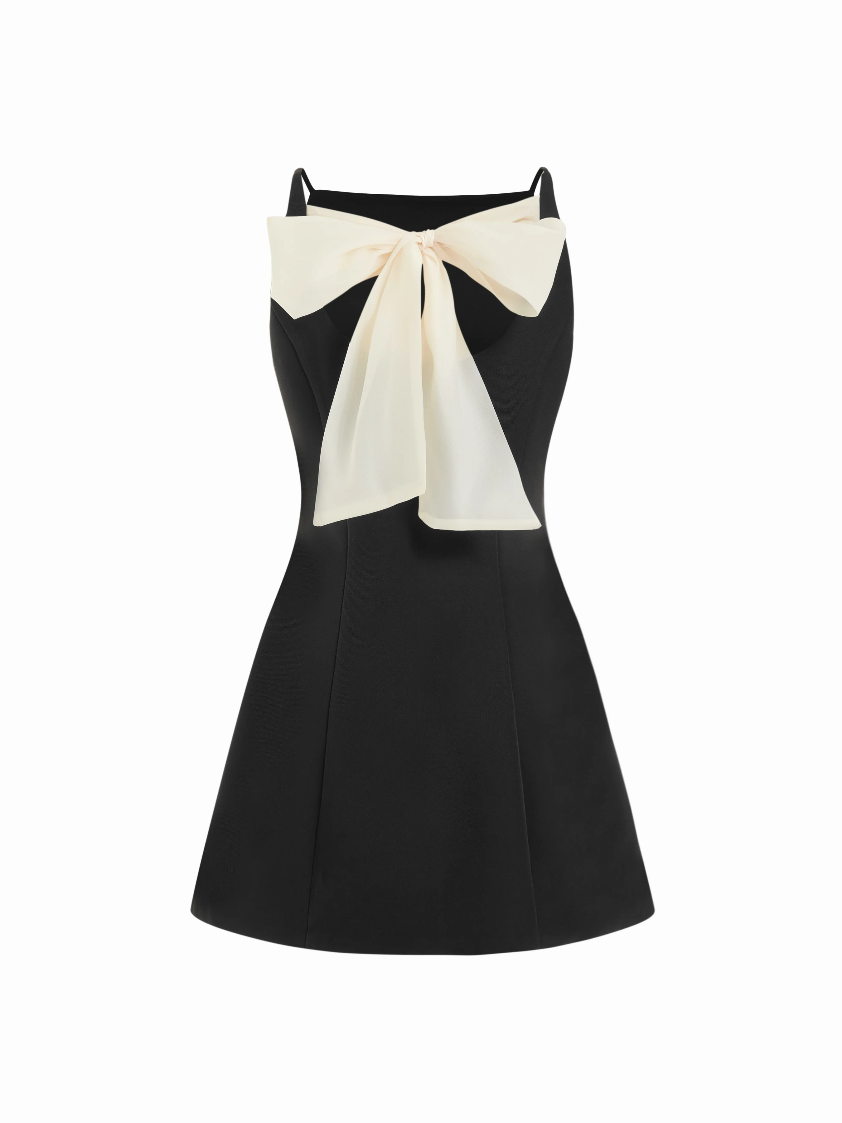 Boat Neck Bowknot A-line Mid Rise Mini Dress