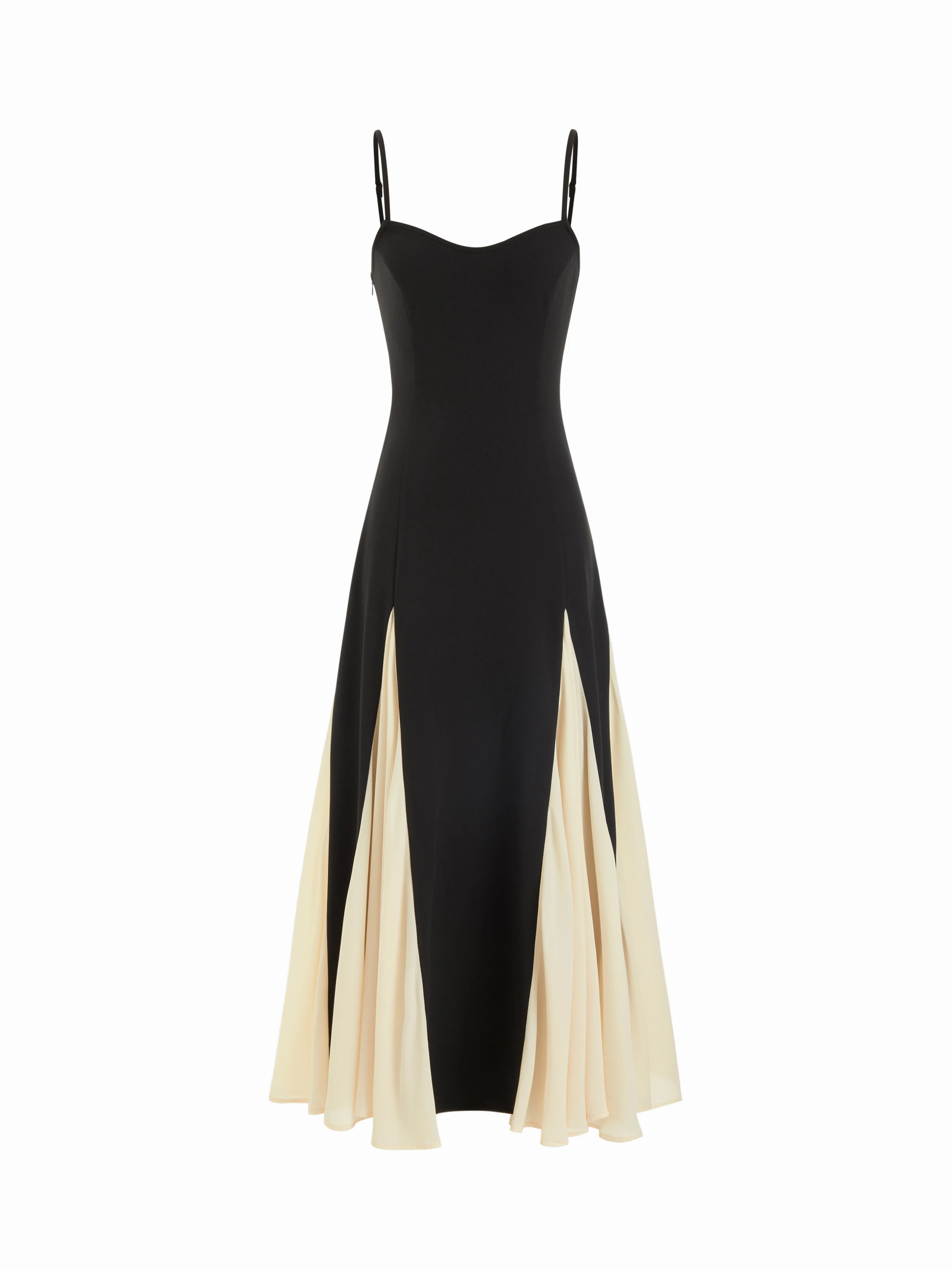 Color-Blocked Scoop Neck Flared Maxi Dress