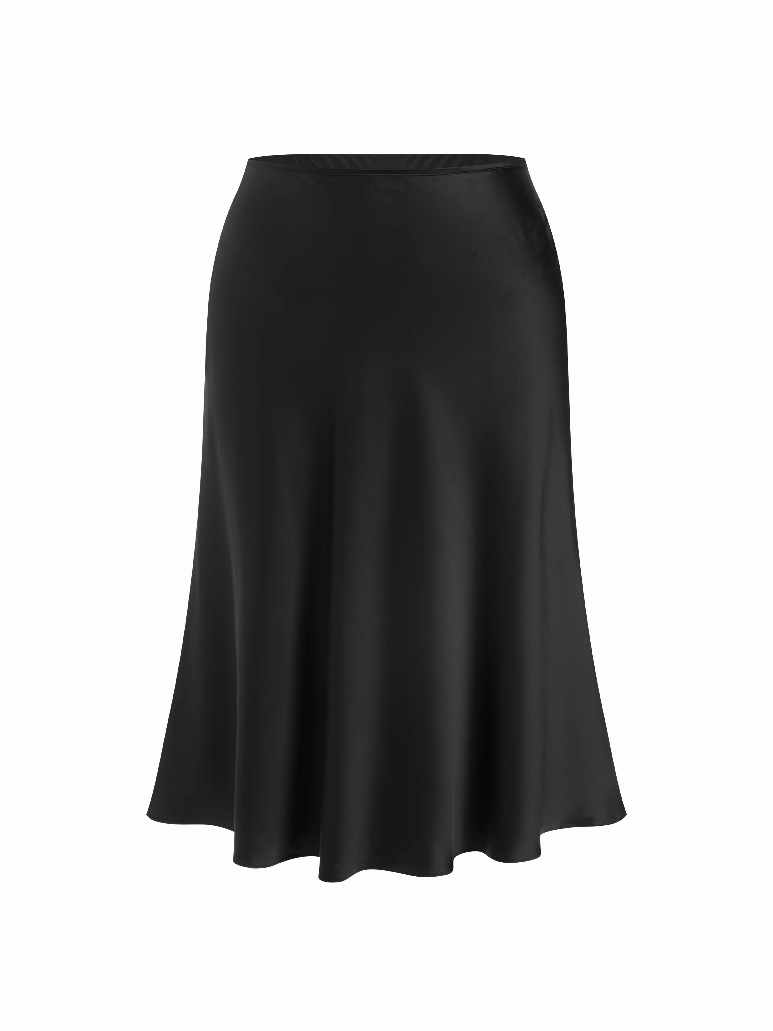 Satin Solid Ruffle Maxi Skirt Curve & Plus