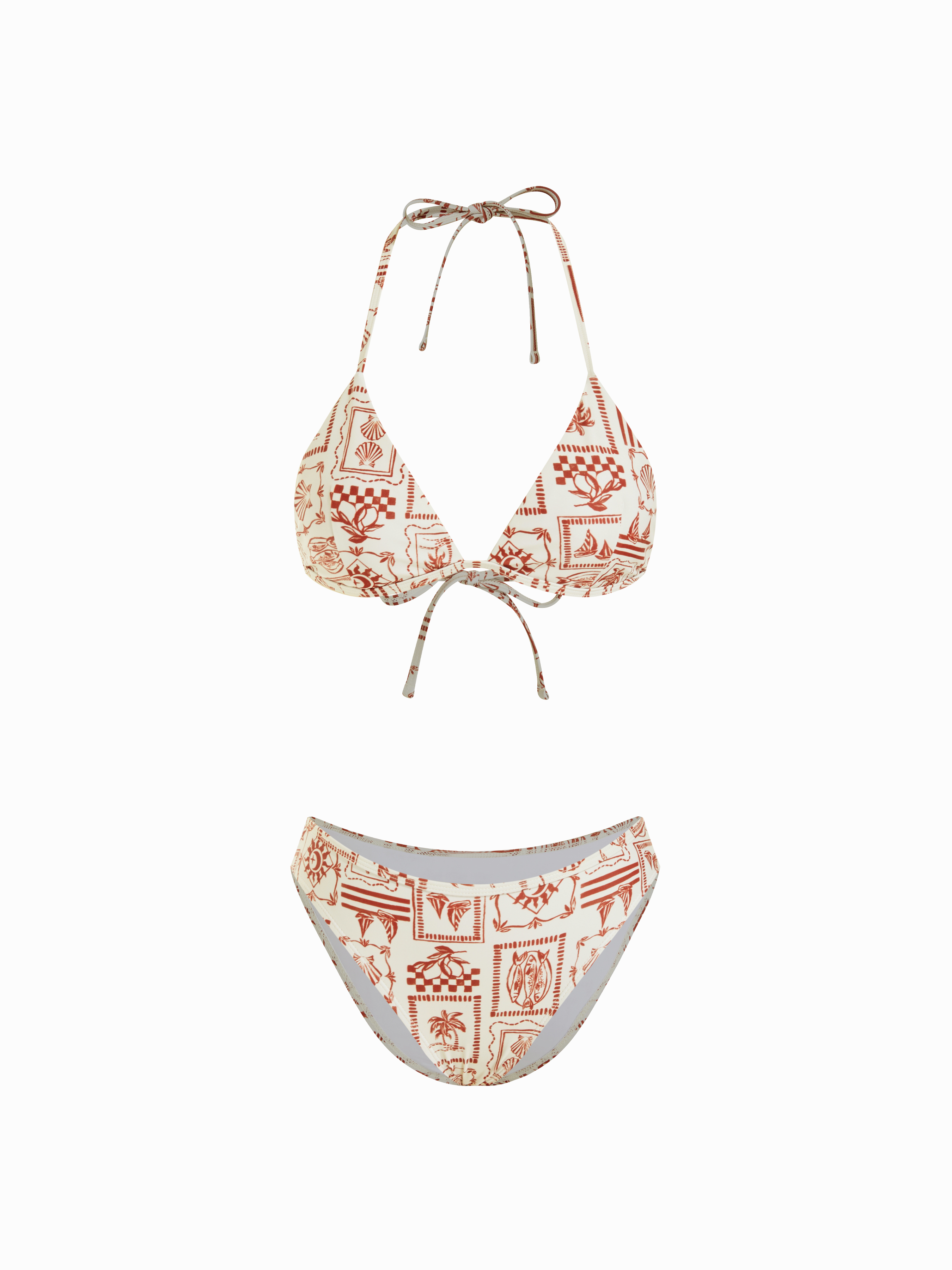 Halter Neckline Aztec Triangle Cheeky Bikini Set