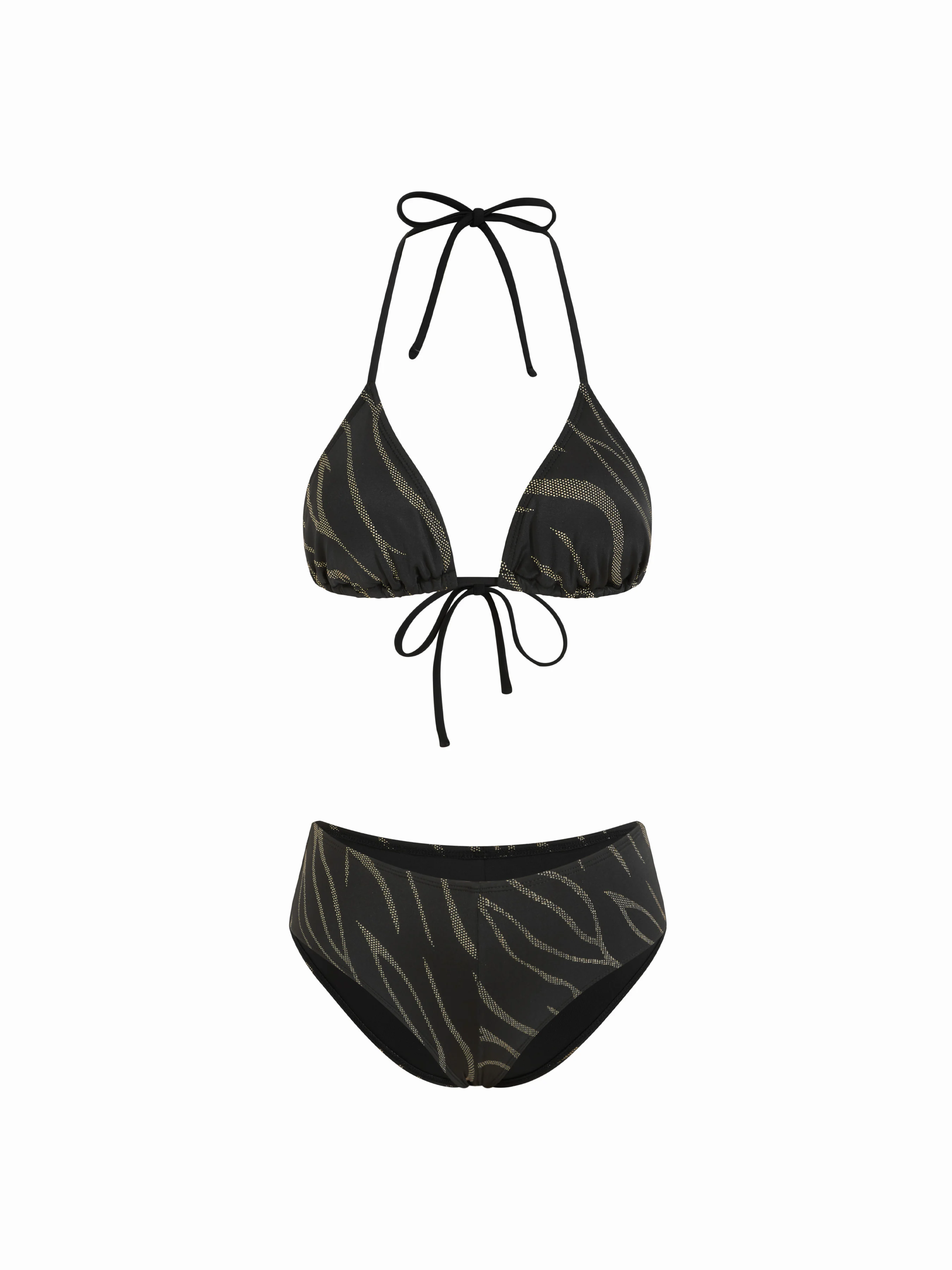 High Stretch Abstract Graphic Halter Neckline Triangle Bikini Set