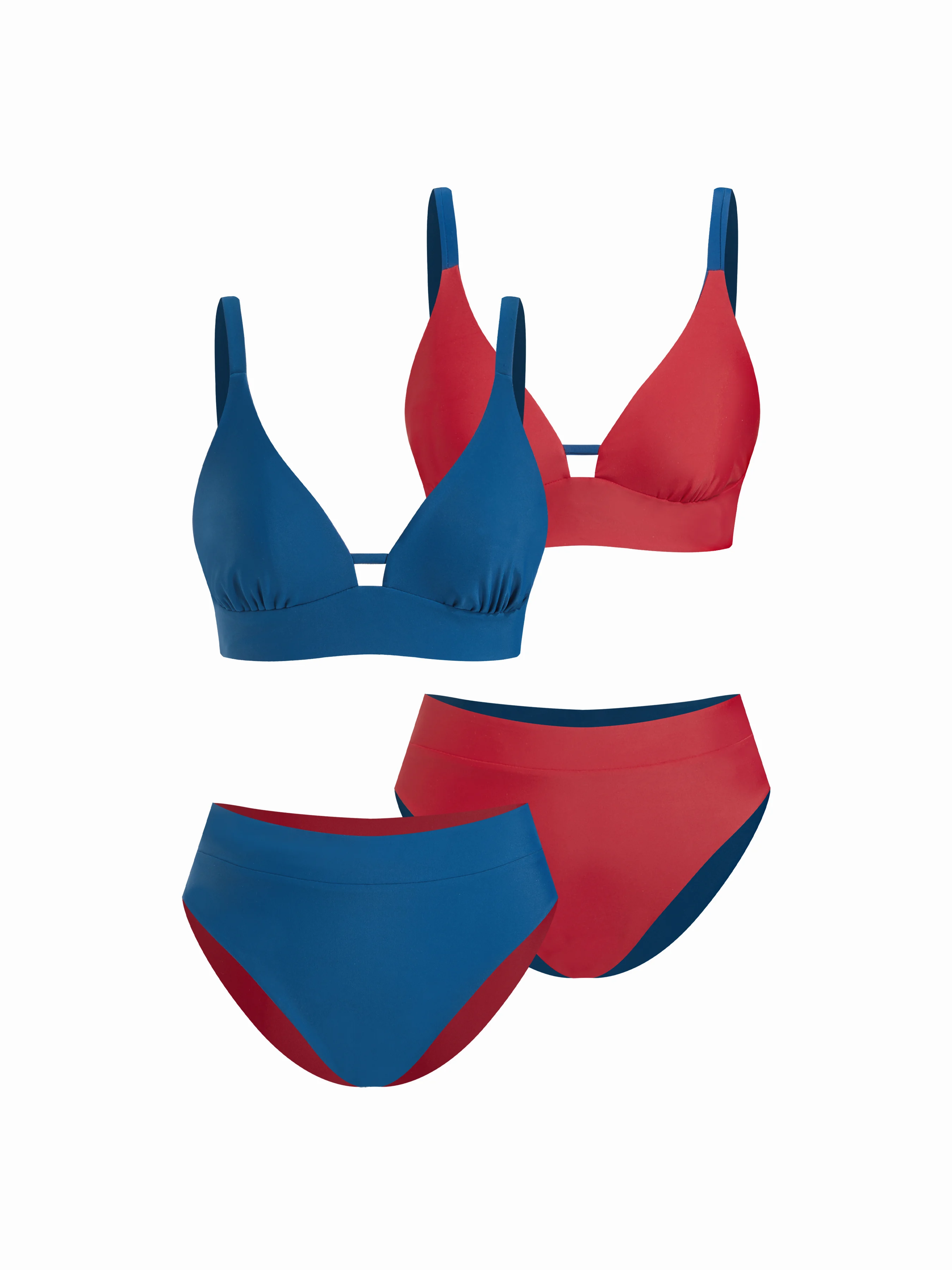 V-neck Mid Rise Triangle Bikini Set