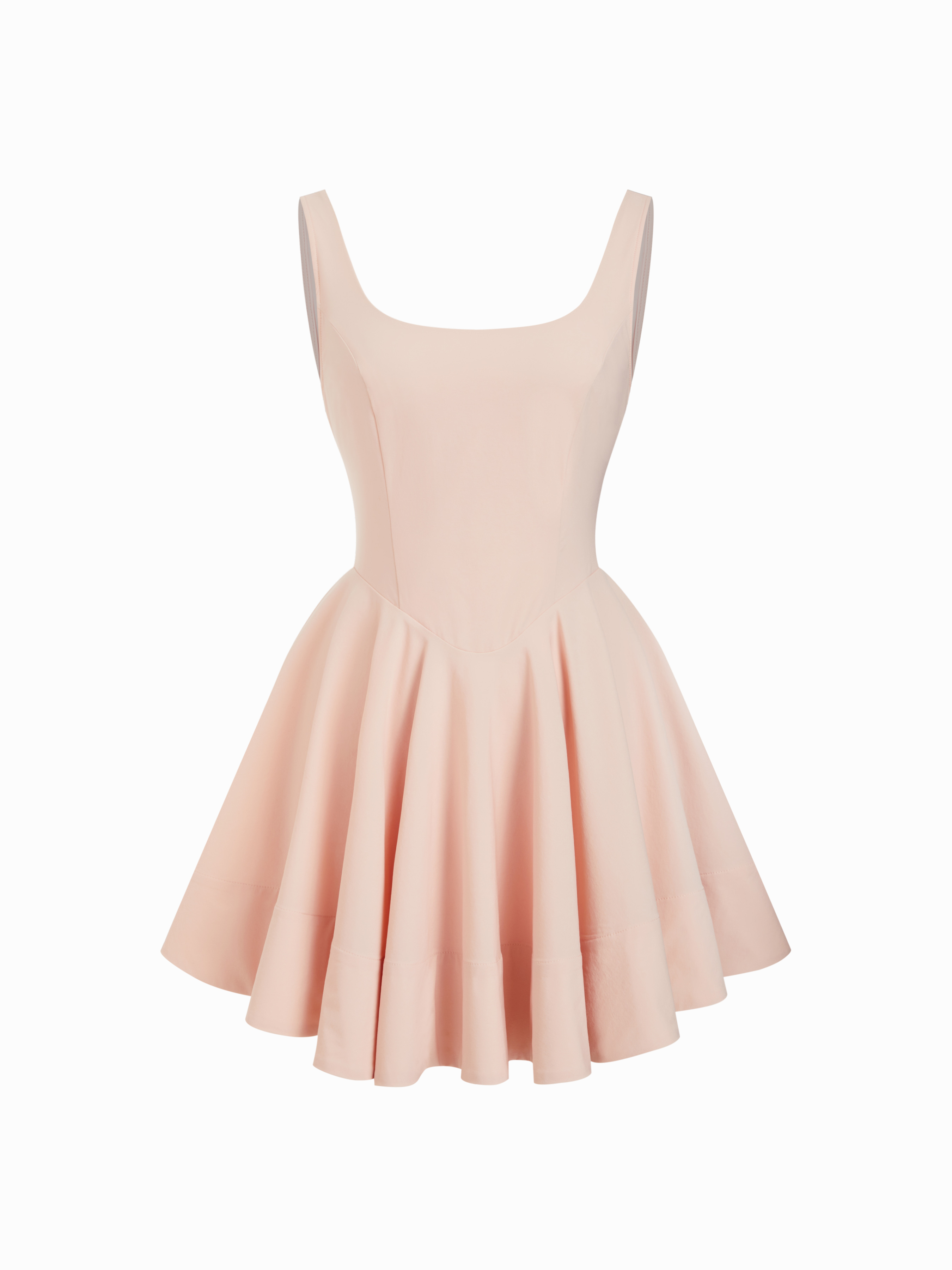 Round Neckline High Rise Zipper Maxi Flared Dress