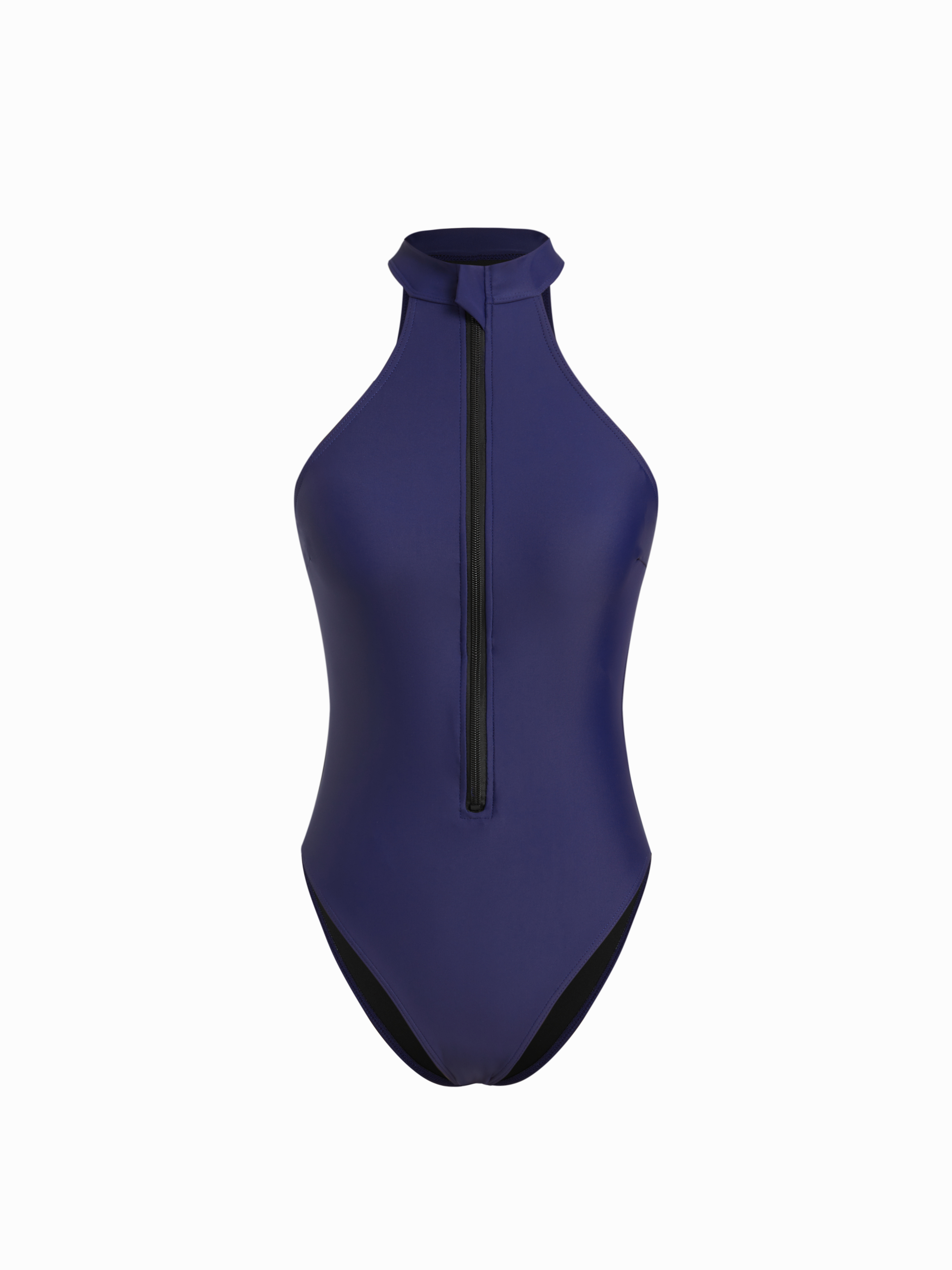 High Neck Zipper One-piece Swimwear
