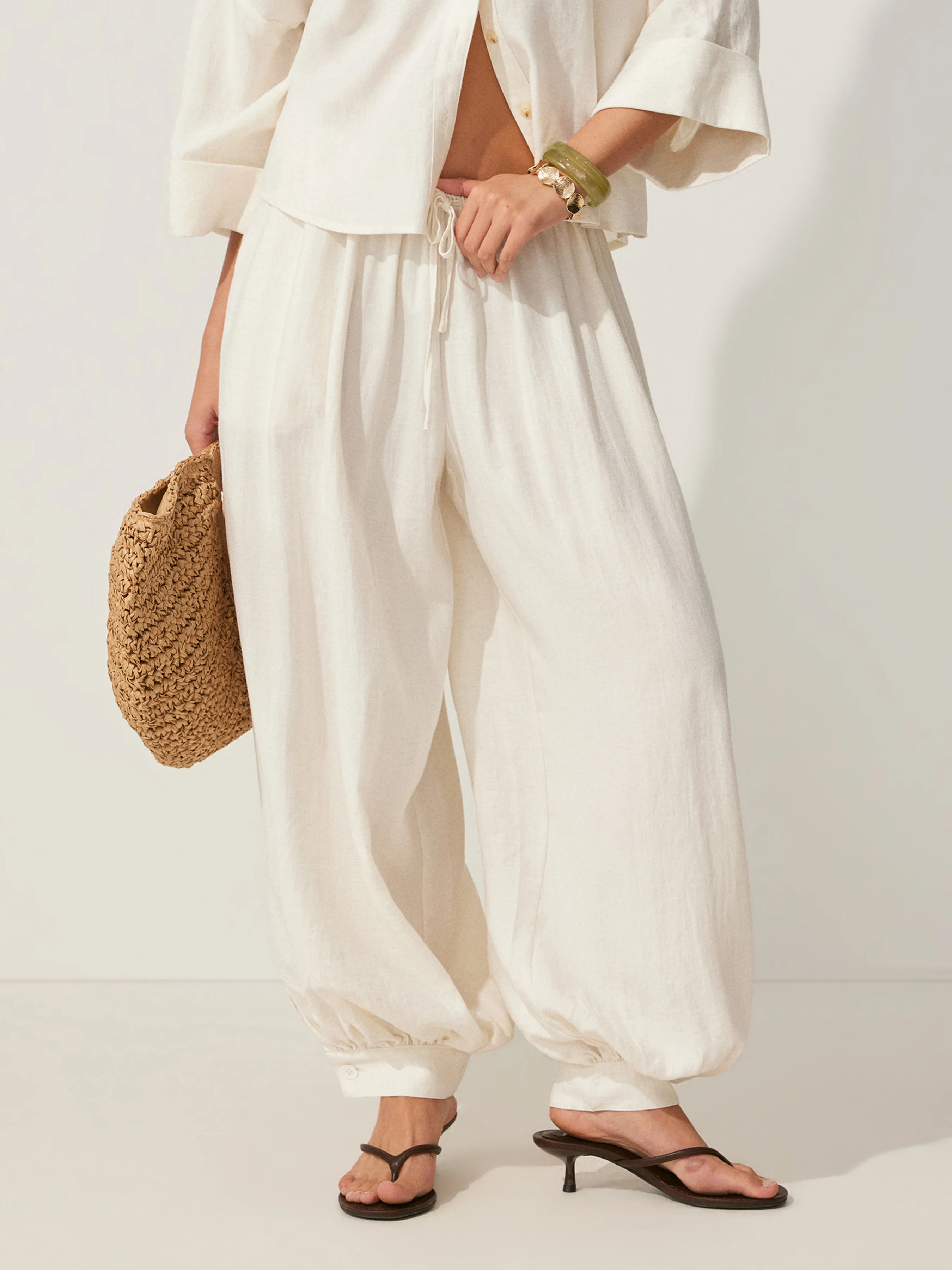 Low Rise Drawstring Waist Bloomer Trousers