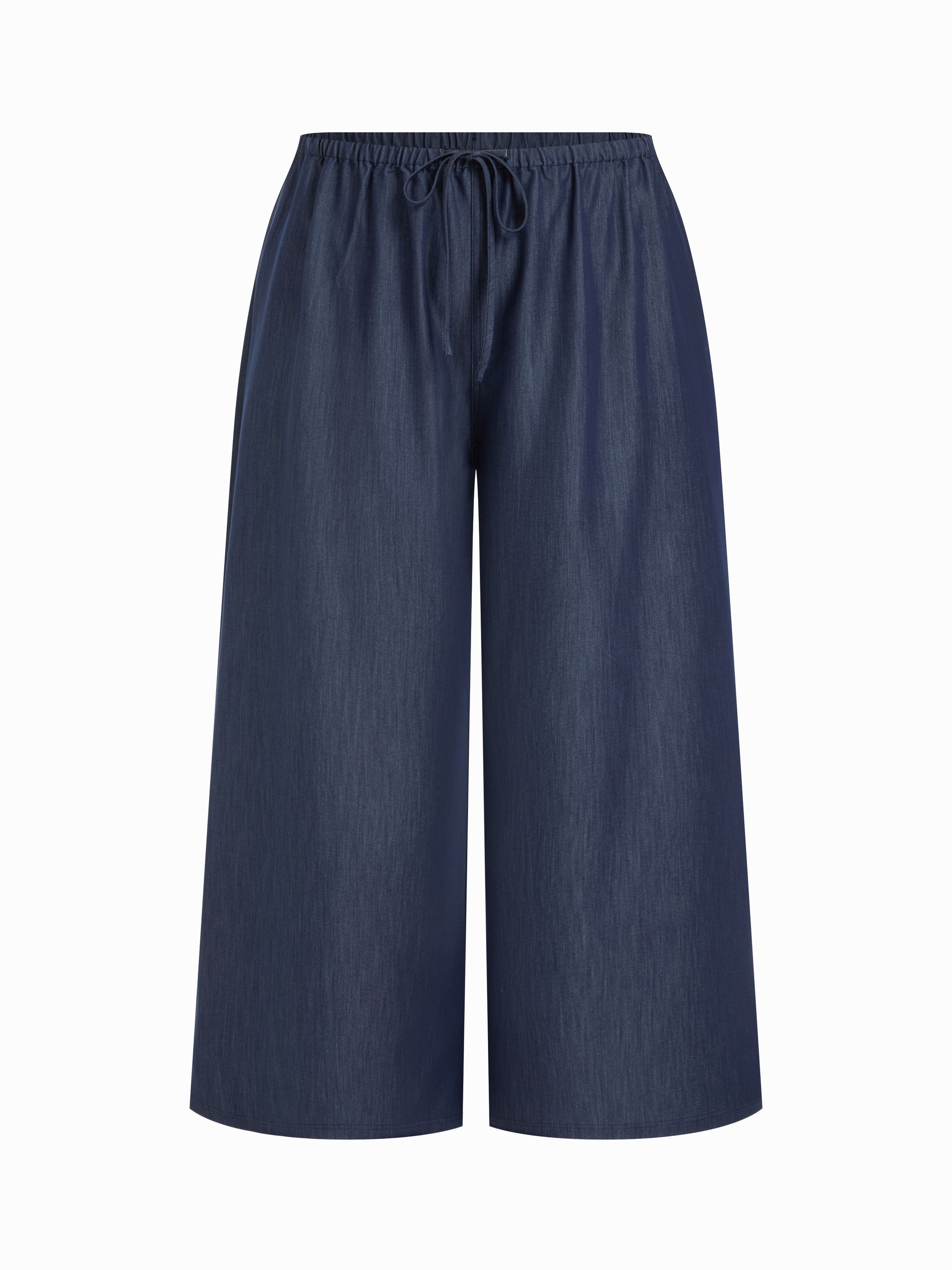 Mid Rise Drawstring Wide Leg Trousers Curve & Plus