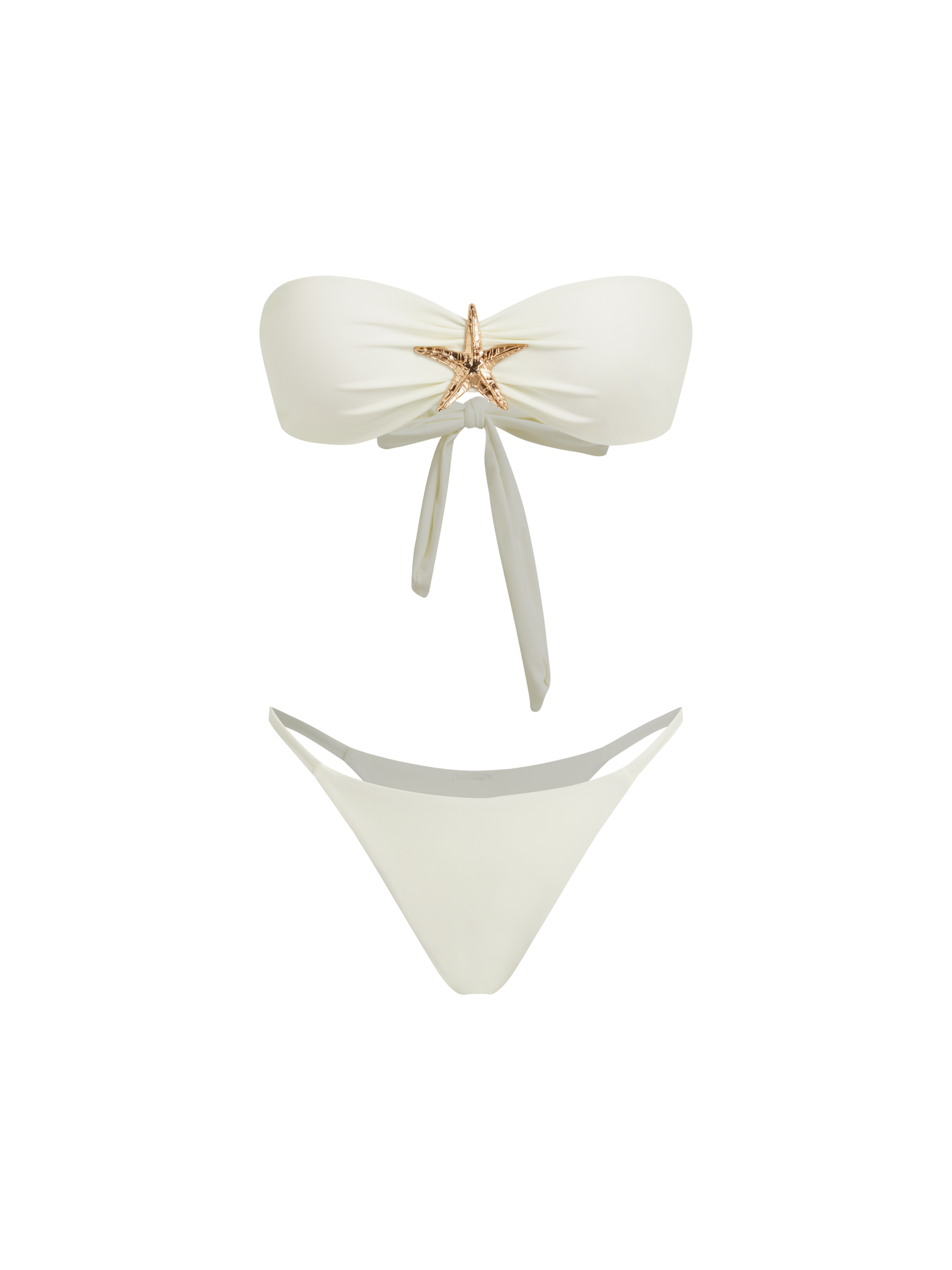 Metal Starfish Detail Ruched Bandeau Bikini Set