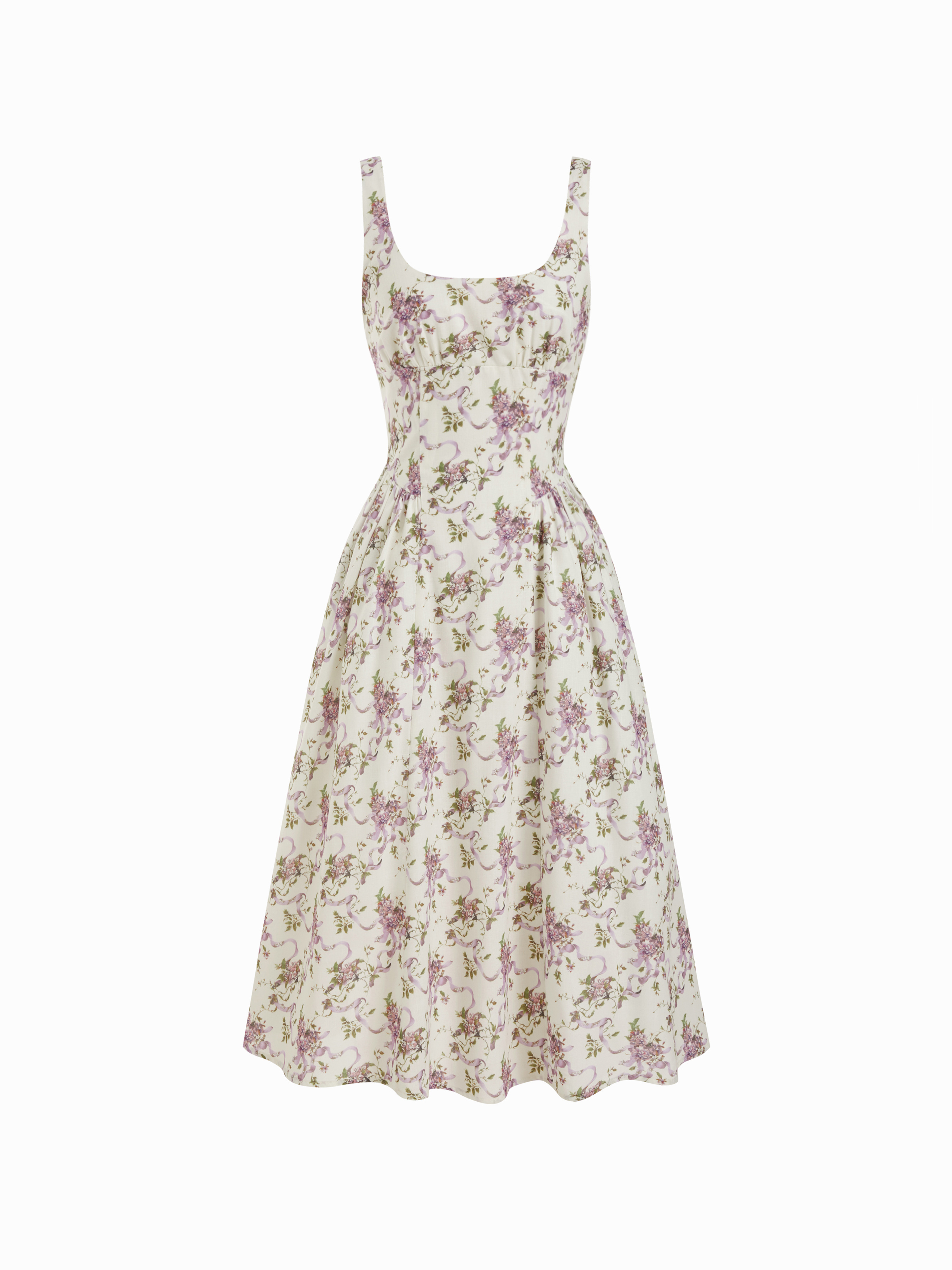 Mid Rise Floral Sleeveless Midi Dress