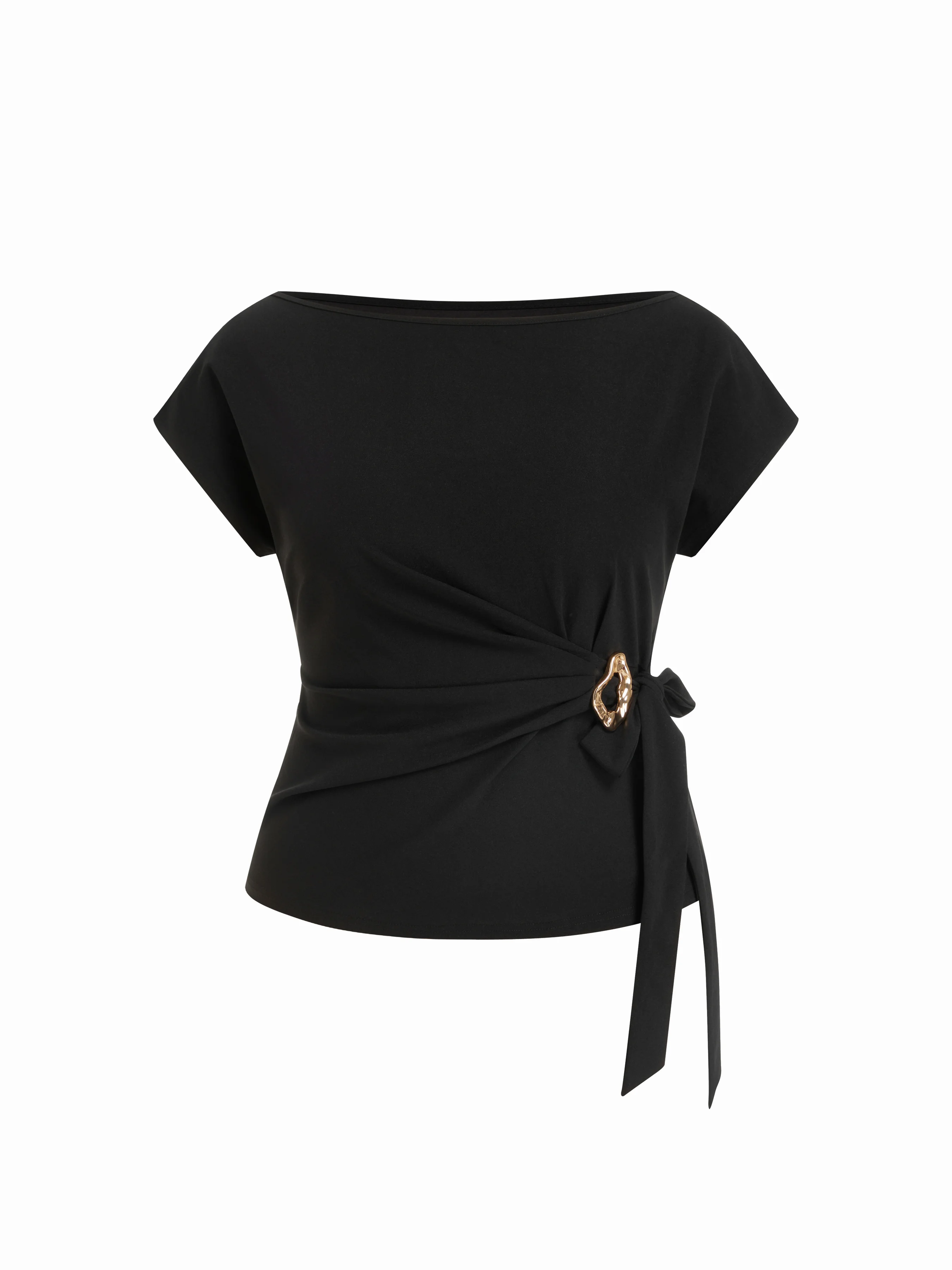 Twist Knot Short Sleeve Metal Detail Tee Curve & Plus
