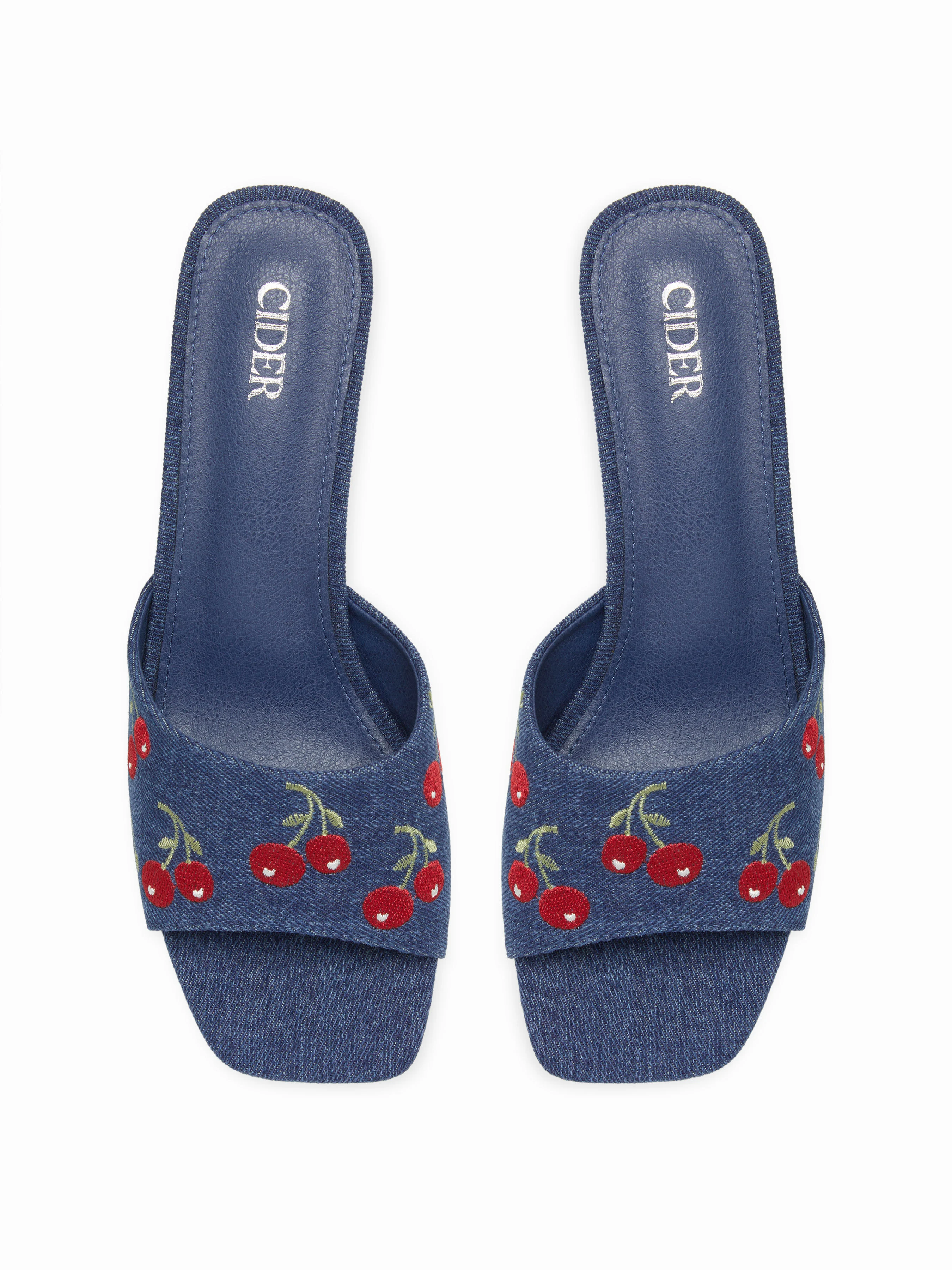 CHERRY PATTERN CHUNKY HEELED SANDALS
