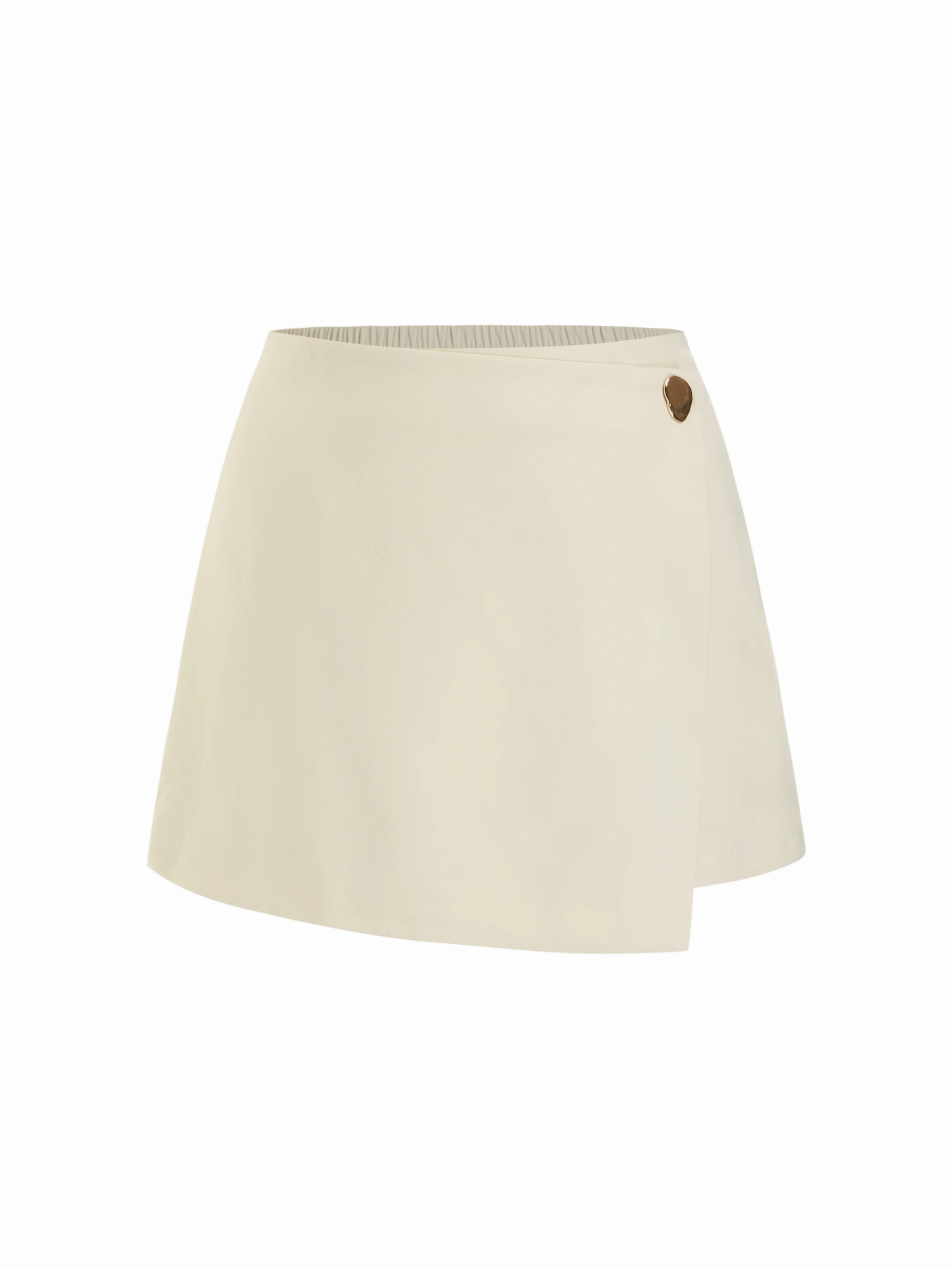 Mid Rise Asymmetrical Metal Detail A-line Mini Skirt Curve & Plus