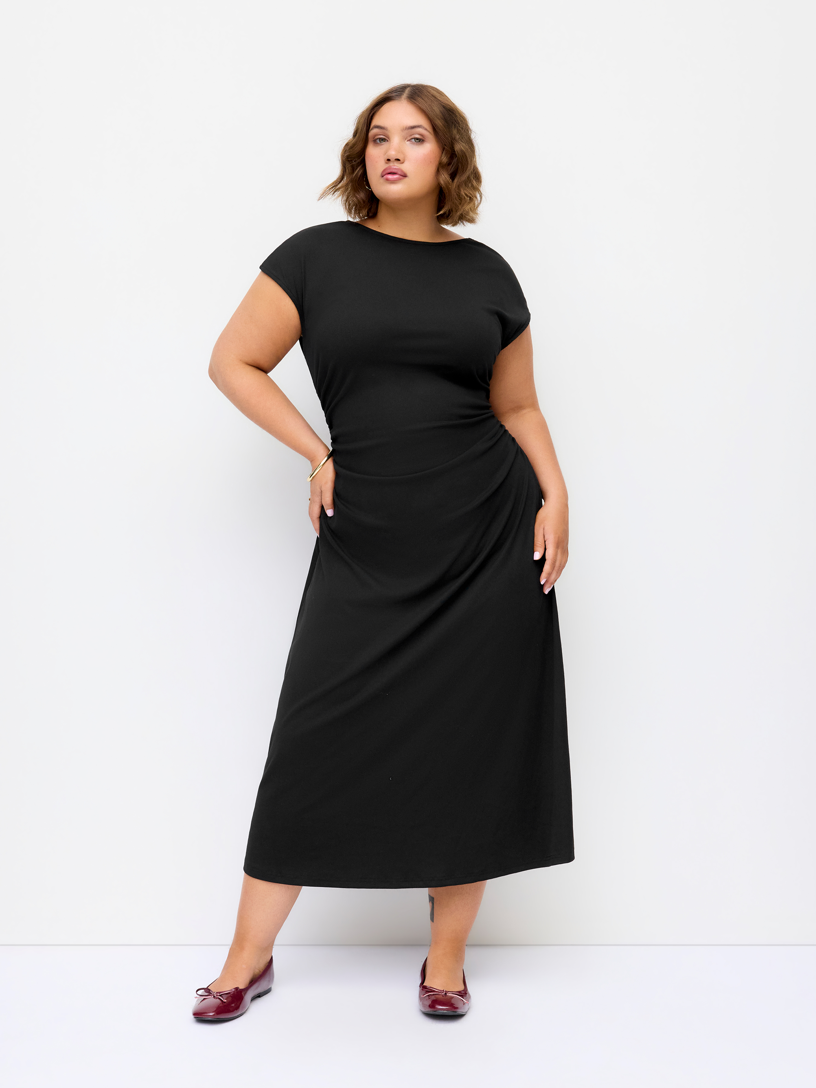 Twist Knotted Mid Rise Backless Straight Midi Dress Curve & Plus