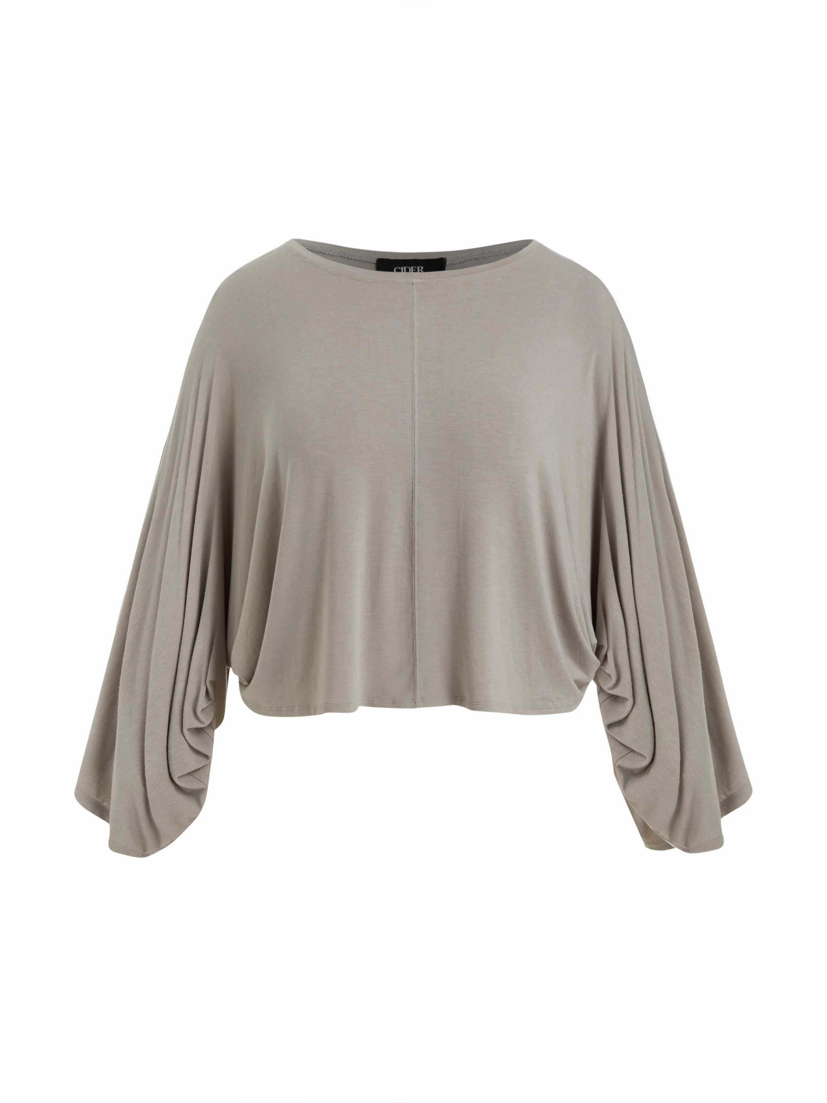 Jersey Round Neck Batwing Sleeve Oversized Tee Curve & Plus